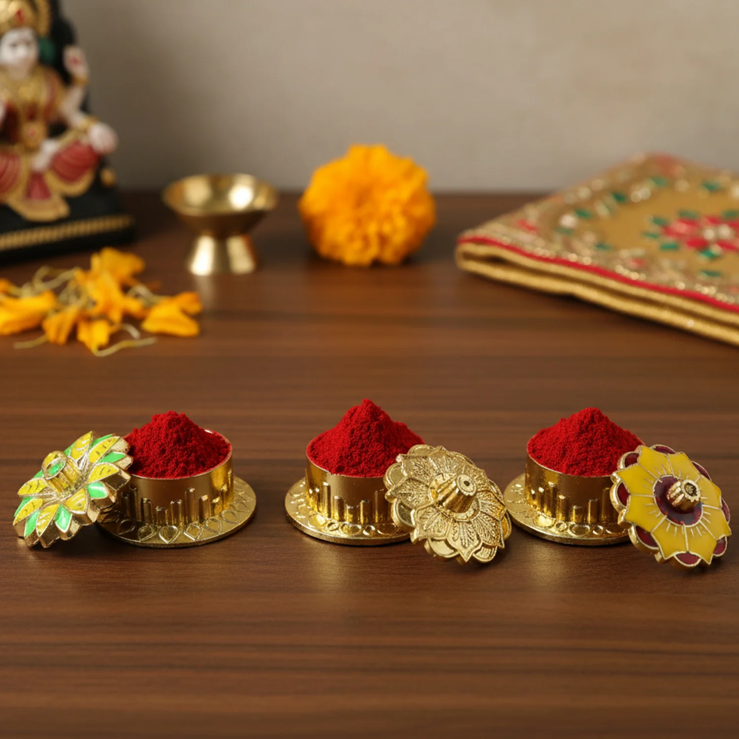 Decorative Golden Kankavati (1 Pc, Mix Design) - Image 5