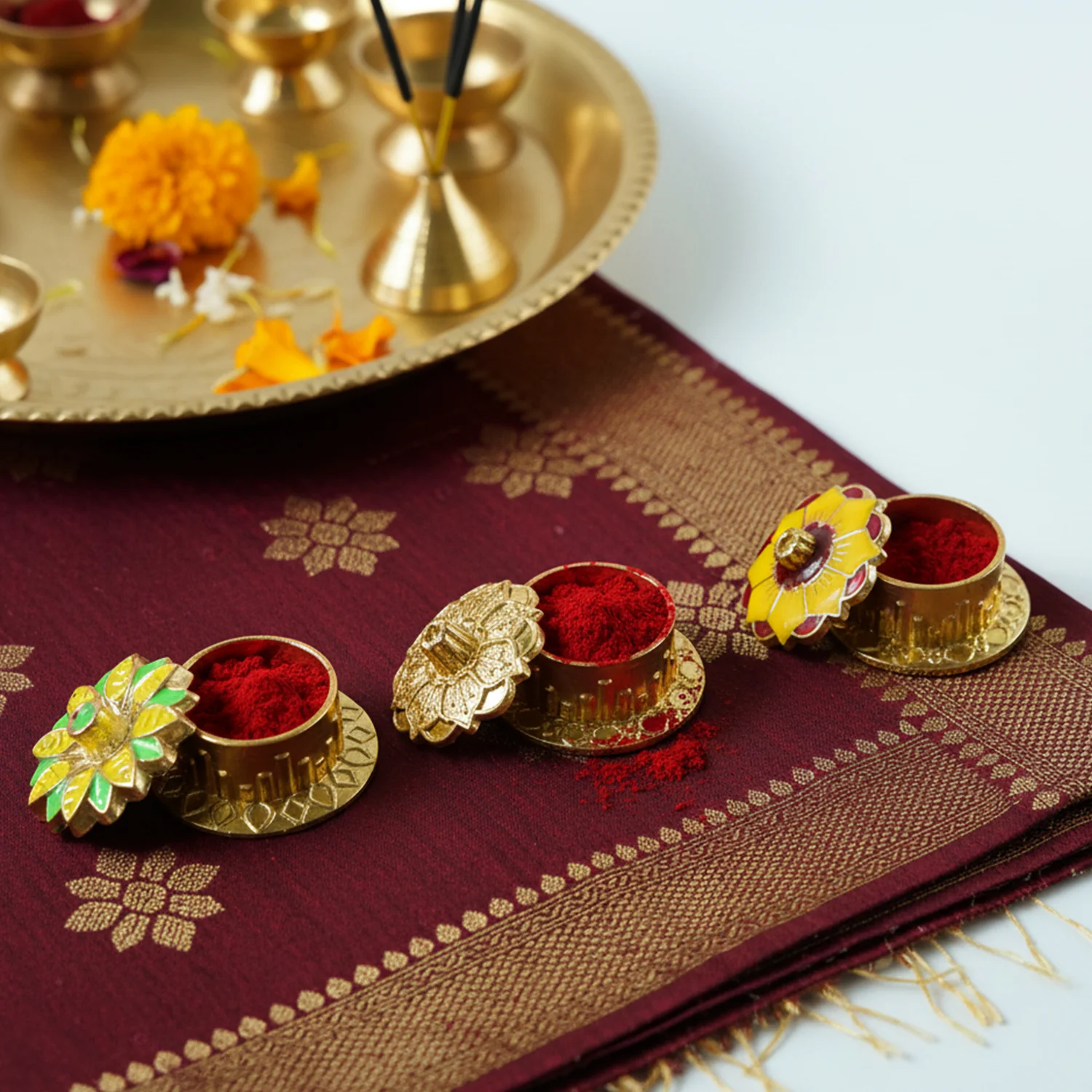 Decorative Golden Kankavati (1 Pc, Mix Design) - Image 8