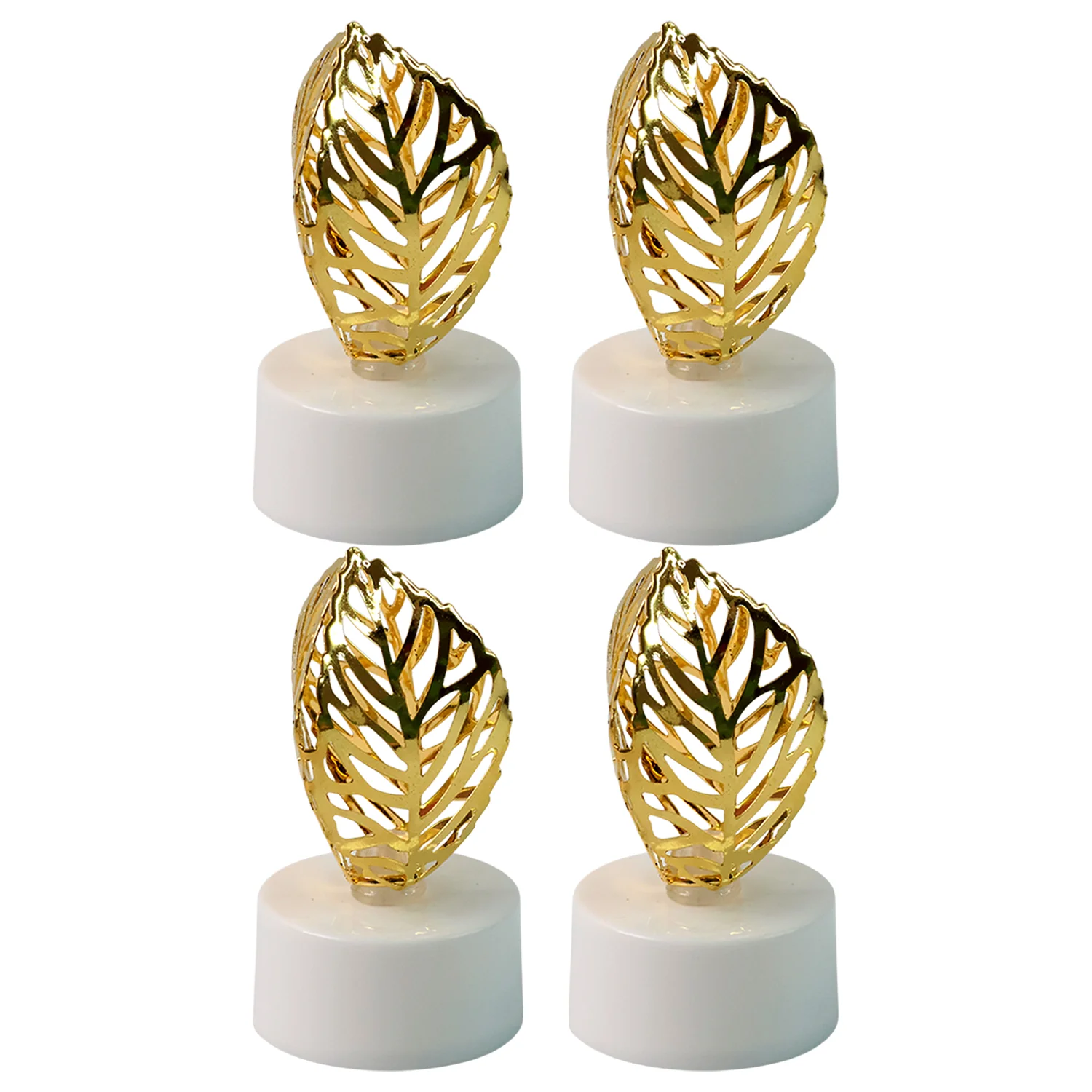 Decorative Golden Leaf Shaped Flameless LED Candles (4 Pc) - Image 5
