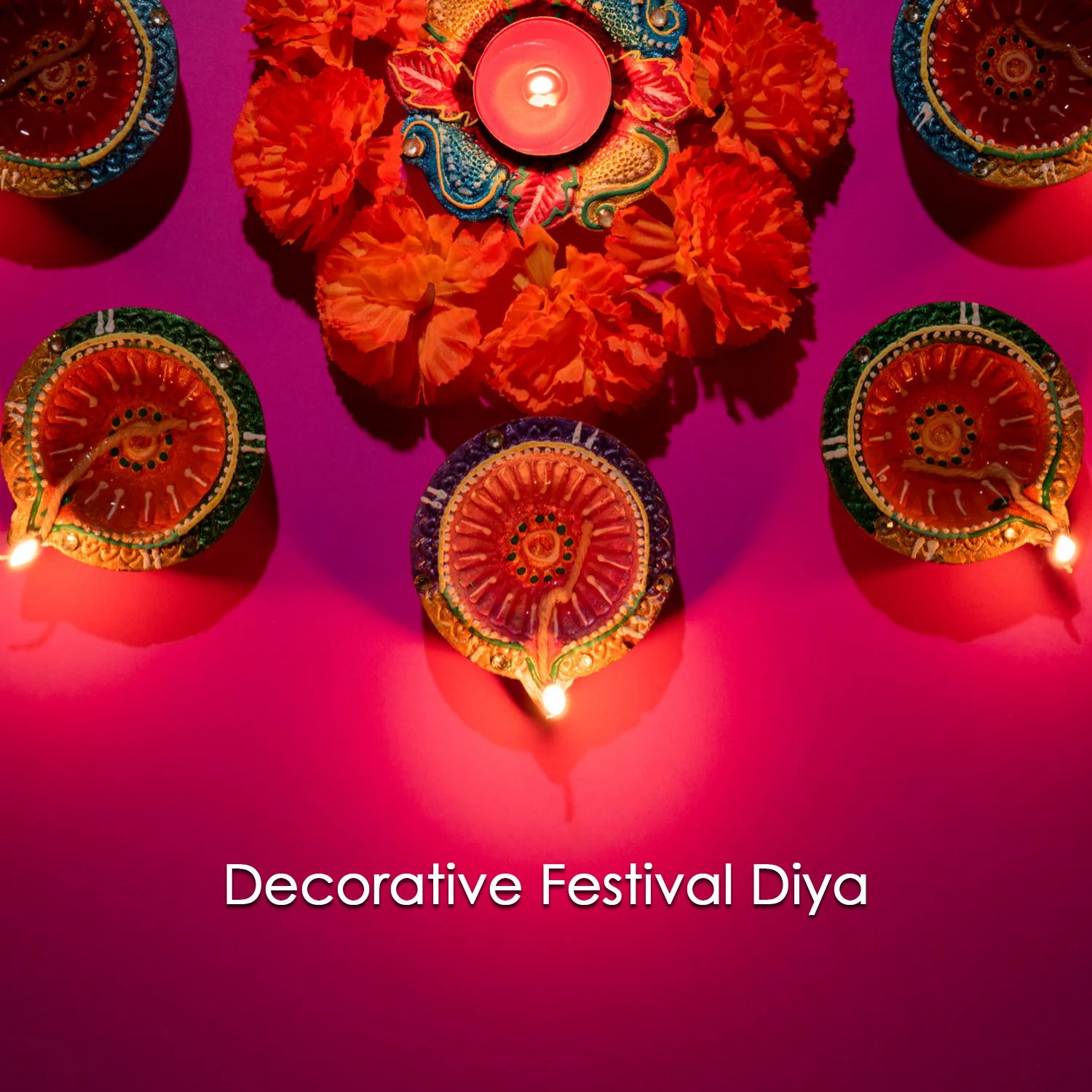 Decorative Hand Painted Clay Puja Diya (6 Pcs Set/ Mix Design) - Image 6