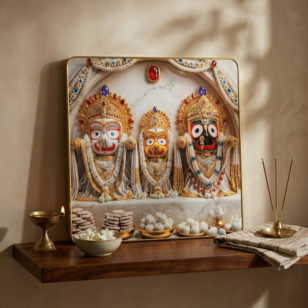 Decorative Jagannath Puri God Printed Serving Tray for Home & Temple Use (12x12) - Image 2