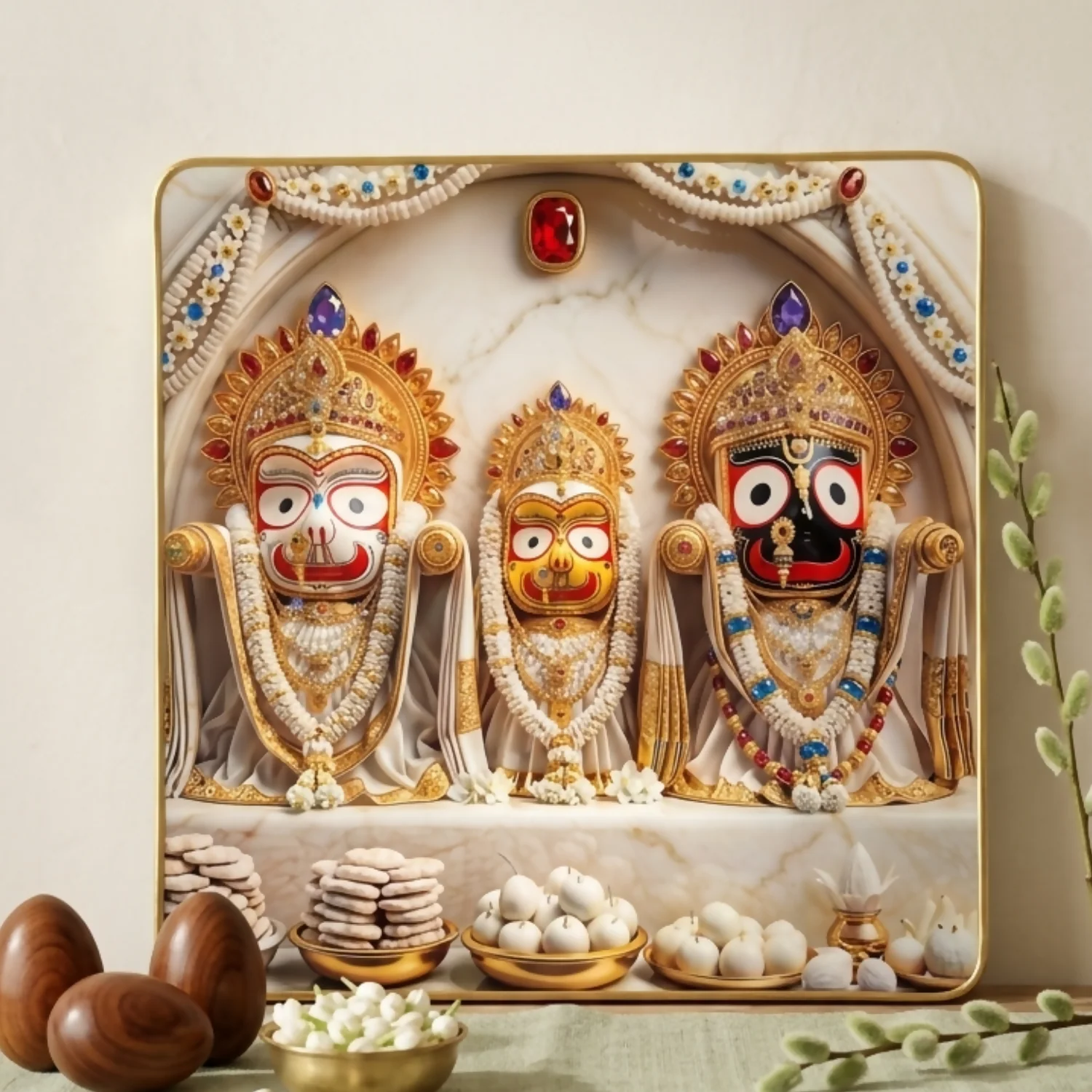 Decorative Jagannath Puri God Printed Serving Tray for Home & Temple Use (12x12) - Image 3
