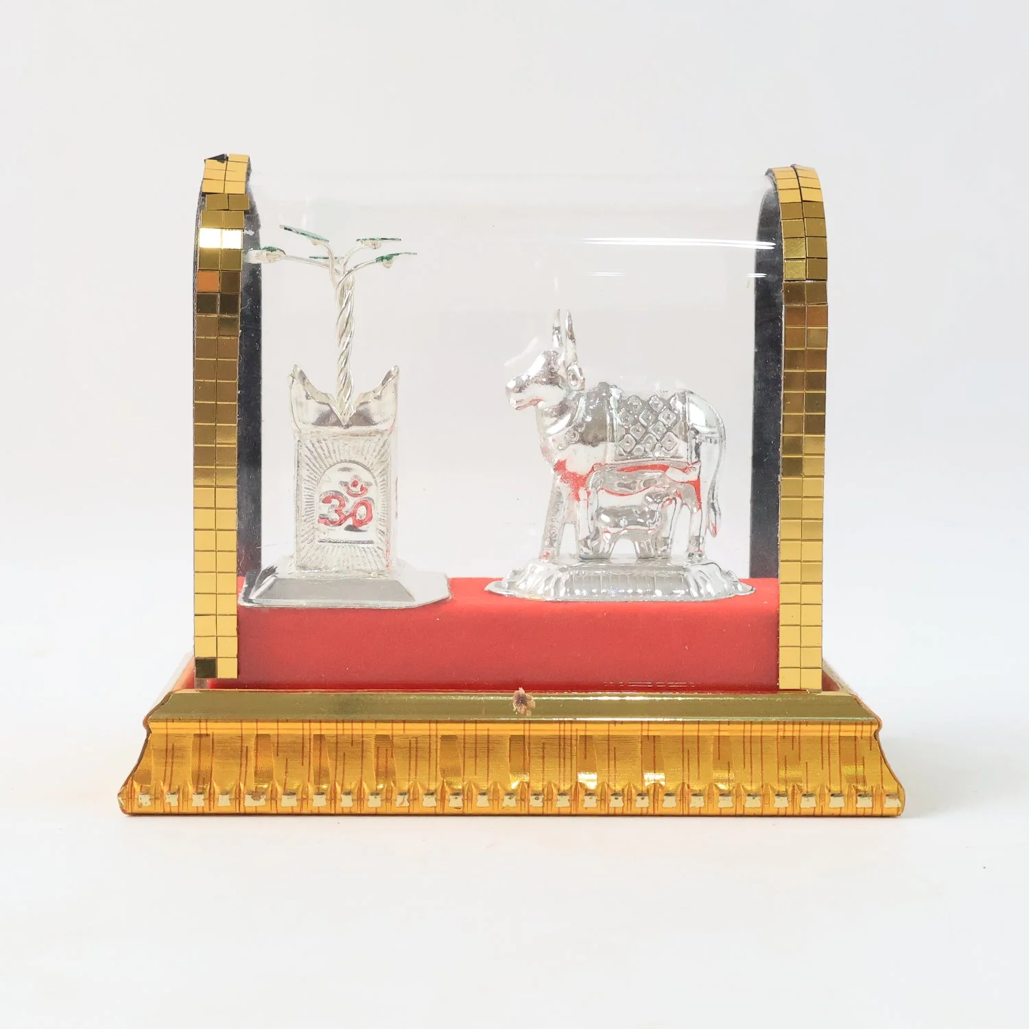 Decorative Kamdhenu Cow with Calf and Tulsi Plant Idol Set - Image 6