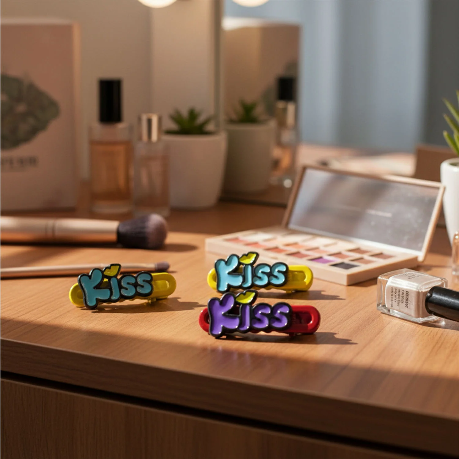 Decorative “Kiss” Text Hair Clip Set (4 Pc) - Image 8