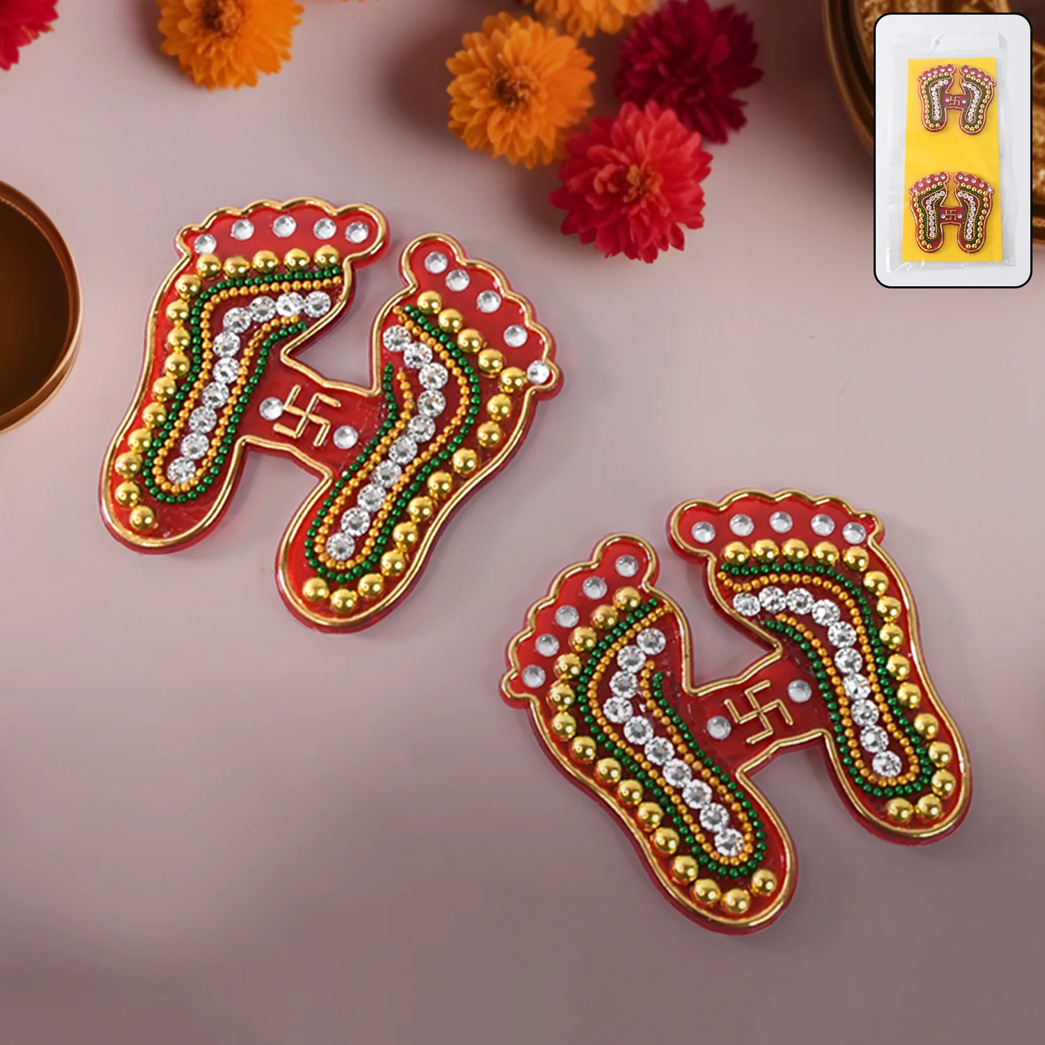 Decorative Laxmi Charan Paduka Sticker Set (Pack of 2 Pc) - Image 6