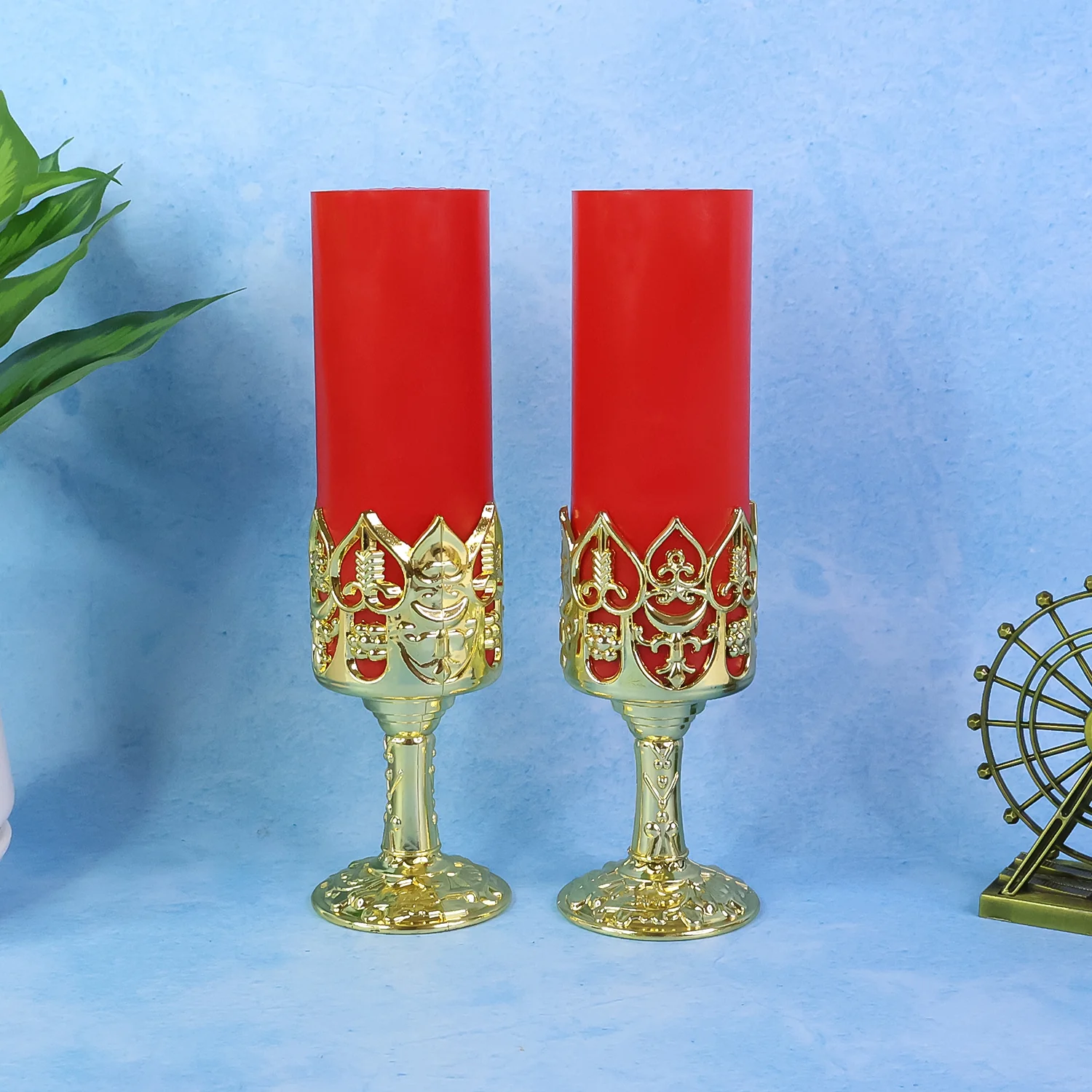 Decorative LED Candle Light Lamps with Golden Stand  (2 Pc) - Image 6
