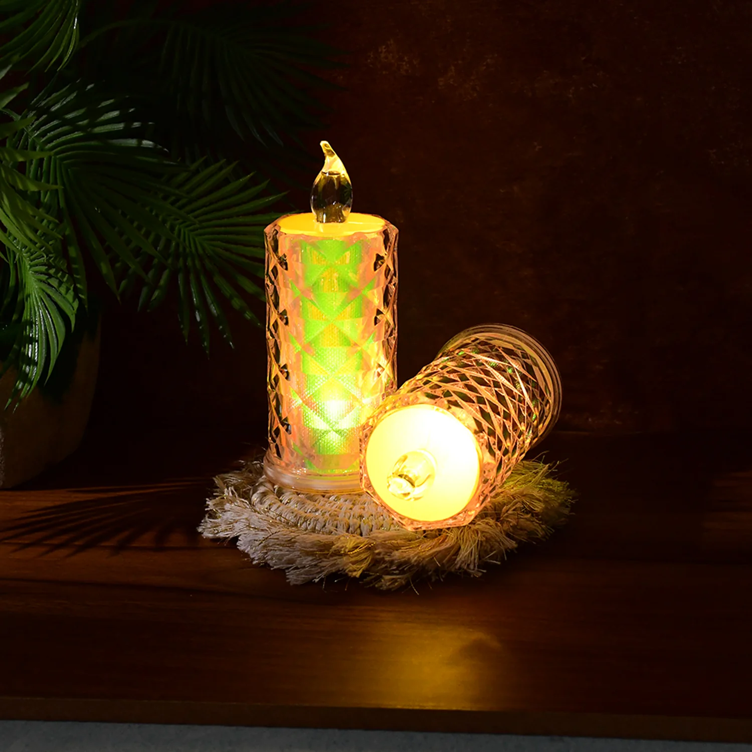 Decorative LED Candle Lights with Holographic Finish (2 Pc / Set) - Image 4