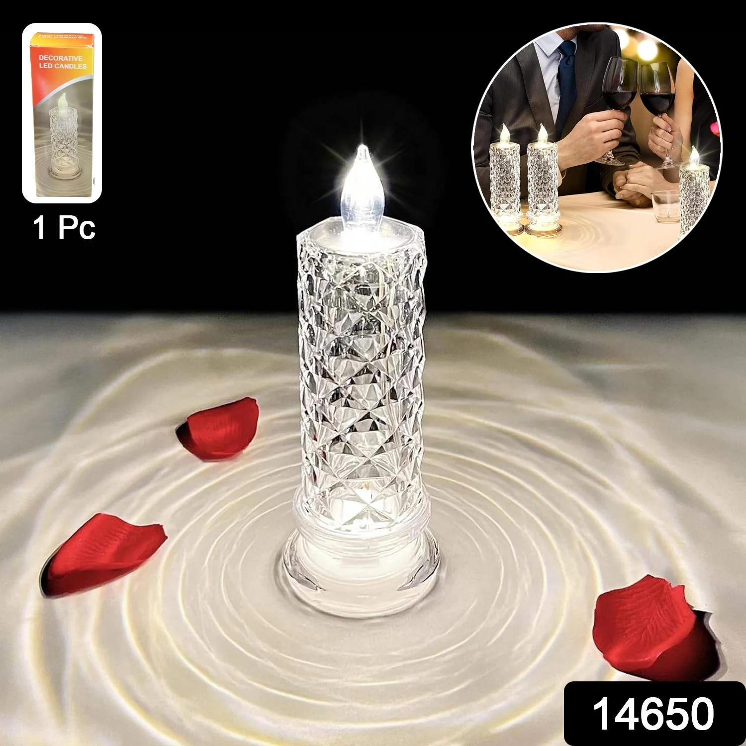 Decorative LED Crystal Candle Light (1 Pc) - Image 2