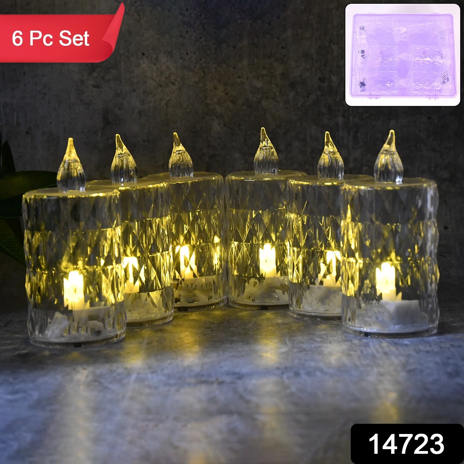 Decorative LED Crystal Flameless Candle Set (6 Pc) - Image 2
