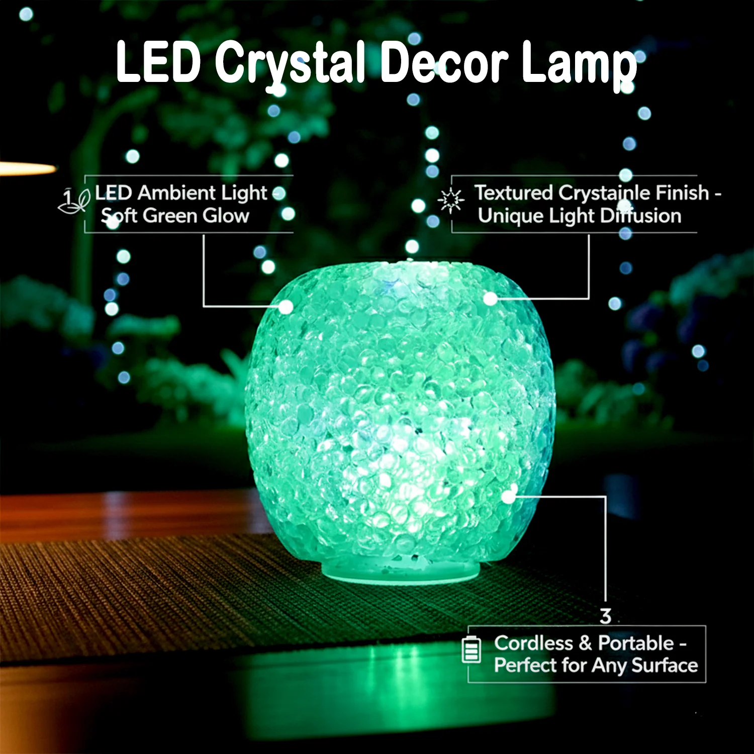 Decorative LED Crystal Table Lamp with Color-Changing (1 Pc) - Image 4