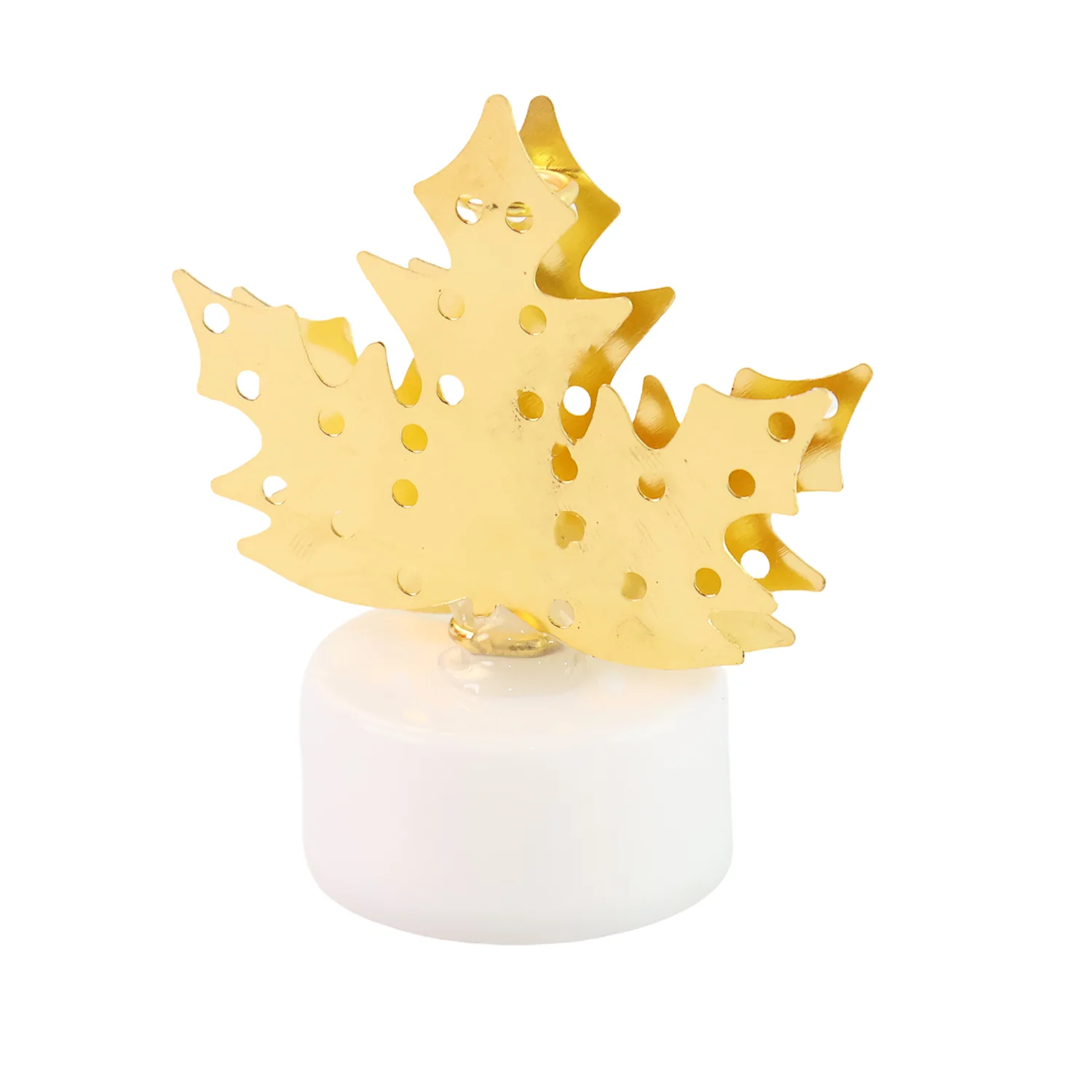 Christmas Decorative LED Gold Metal Leaf Diya Lamp, Diwali (1 Pc) - Image 6