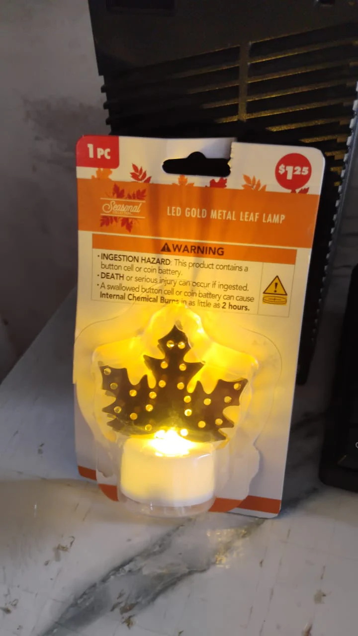 Christmas Decorative LED Gold Metal Leaf Diya Lamp, Diwali (1 Pc) - Image 9