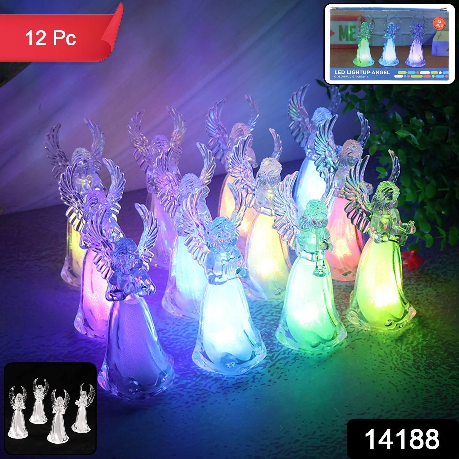 Decorative LED Light-Up Angel Figurines (12 Pc) - Image 2