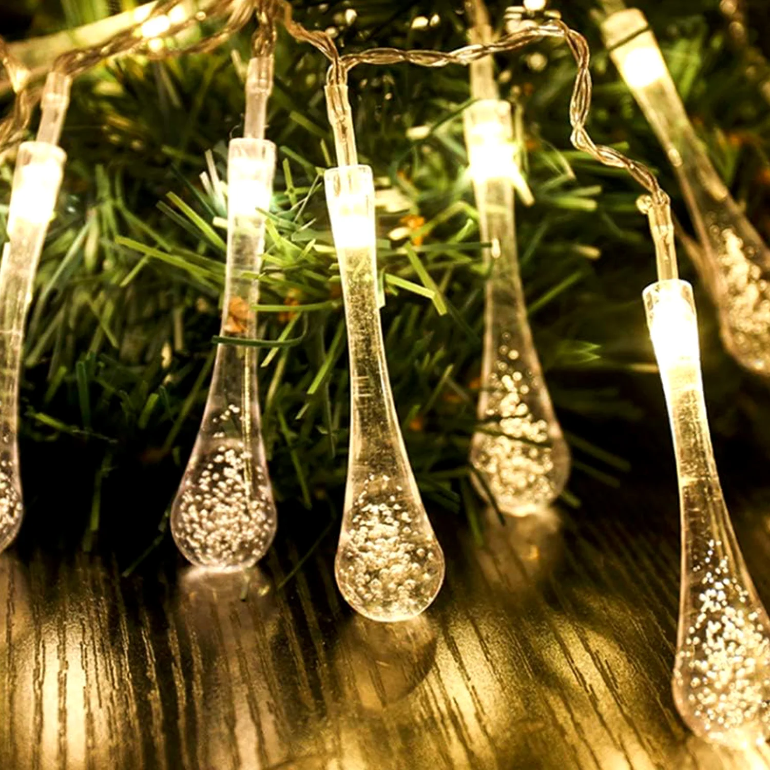 Decorative LED Lighting Chain with Crystal Water Drop Bulbs Approx 3 Mtr (1 Pc) - Image 3