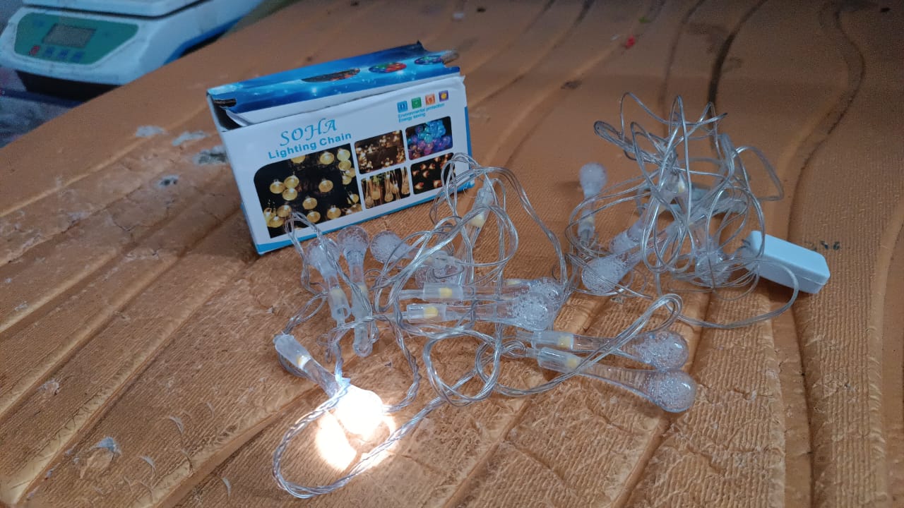 Decorative LED Lighting Chain with Crystal Water Drop Bulbs Approx 3 Mtr (1 Pc) - Image 8