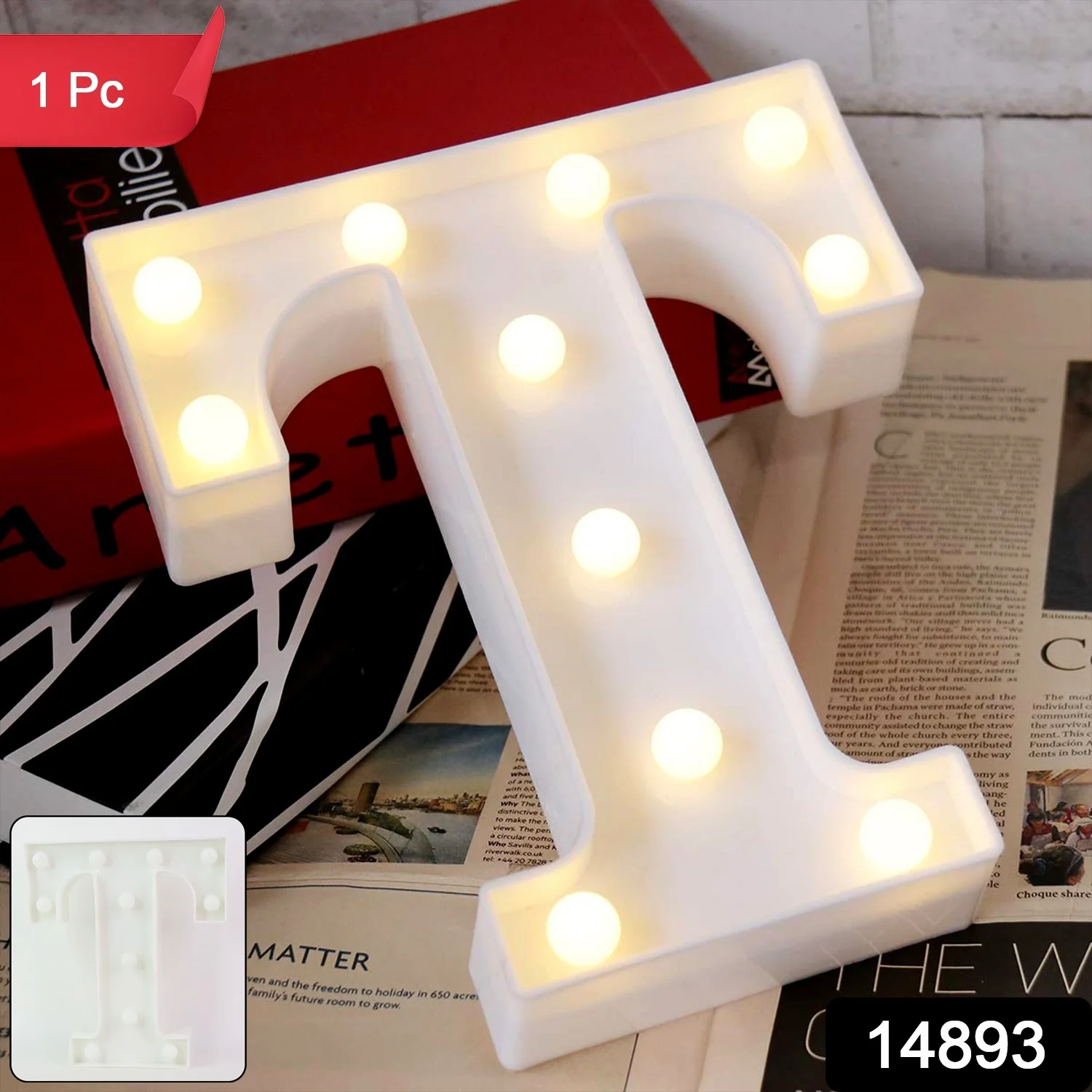 Decorative LED Marquee Alphabet Letter Light “T” (1 Pc) - Image 2