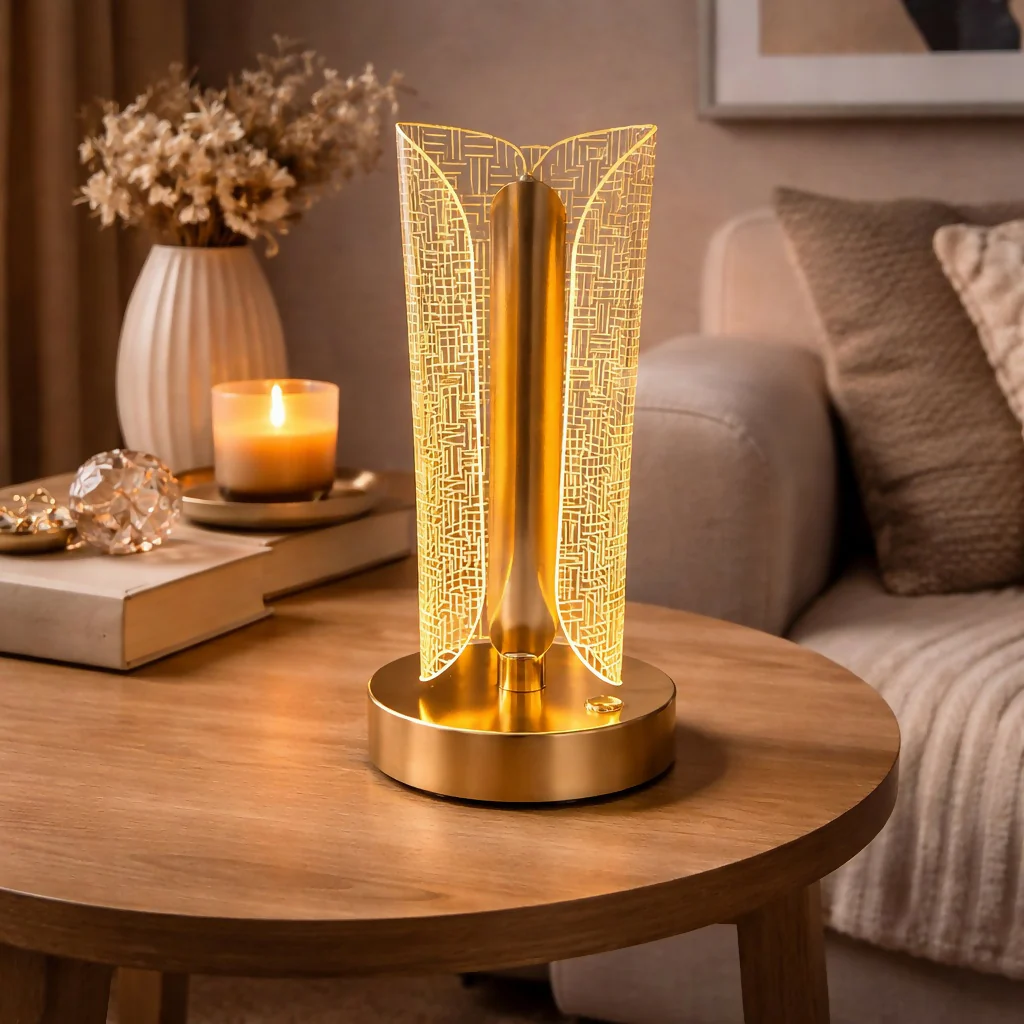 Decorative LED Table Lamp with Pattern Shade Warm Light (Design may vary) - Image 2