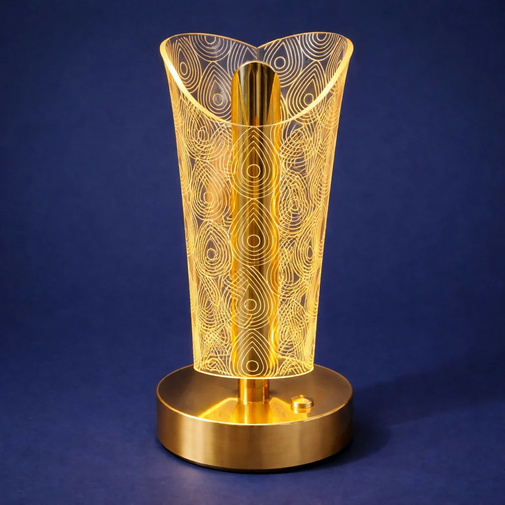 Decorative LED Table Lamp with Pattern Shade Warm Light (Design may vary) - Image 3