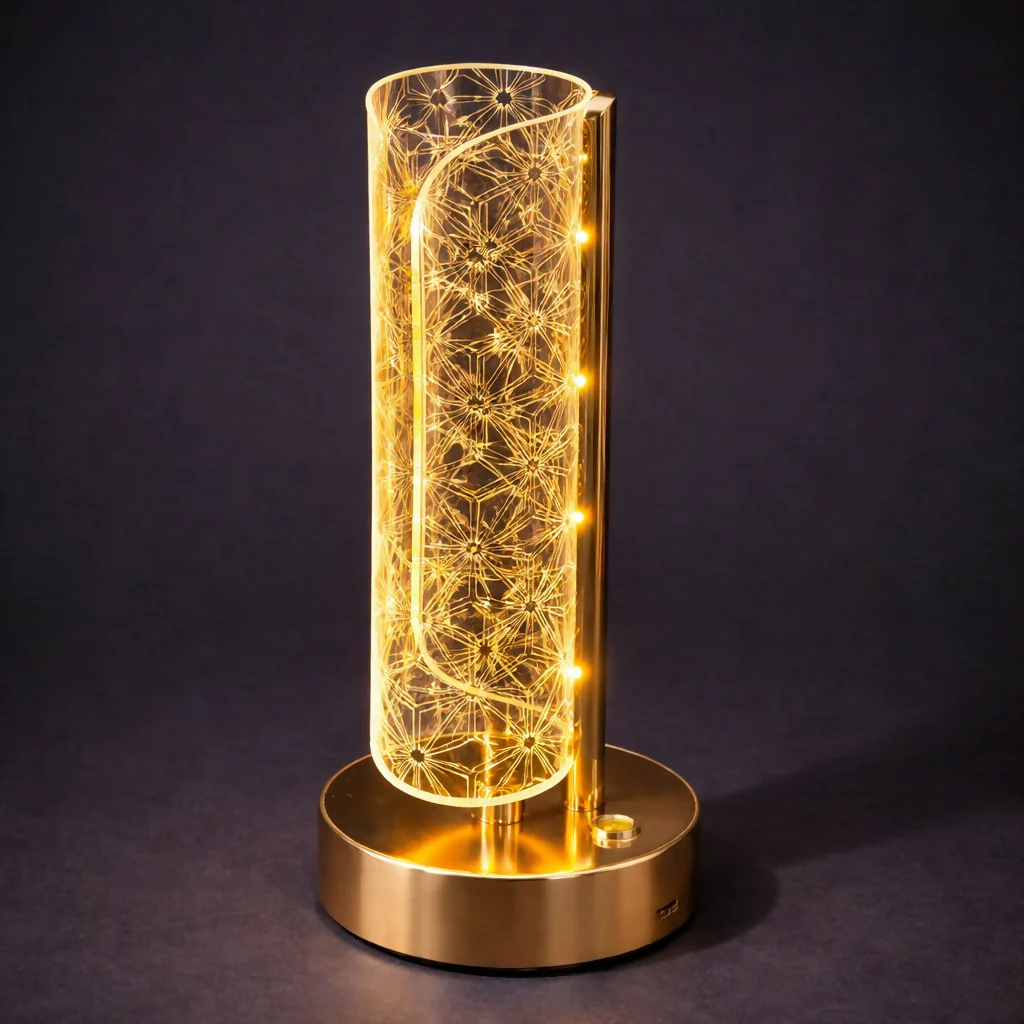 Decorative LED Table Lamp with Pattern Shade Warm Light (Design may vary) - Image 4