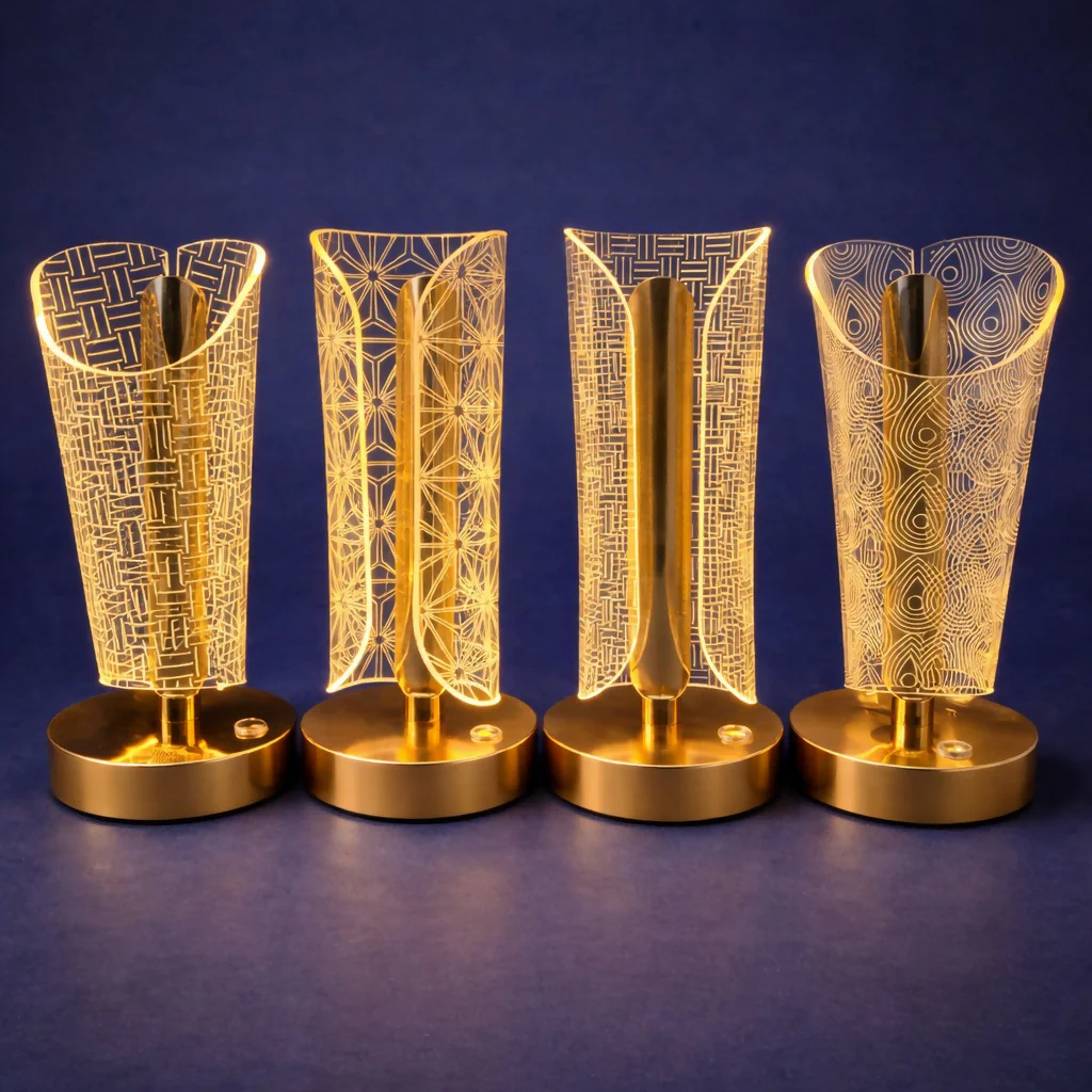 Decorative LED Table Lamp with Pattern Shade Warm Light (Design may vary) - Image 5