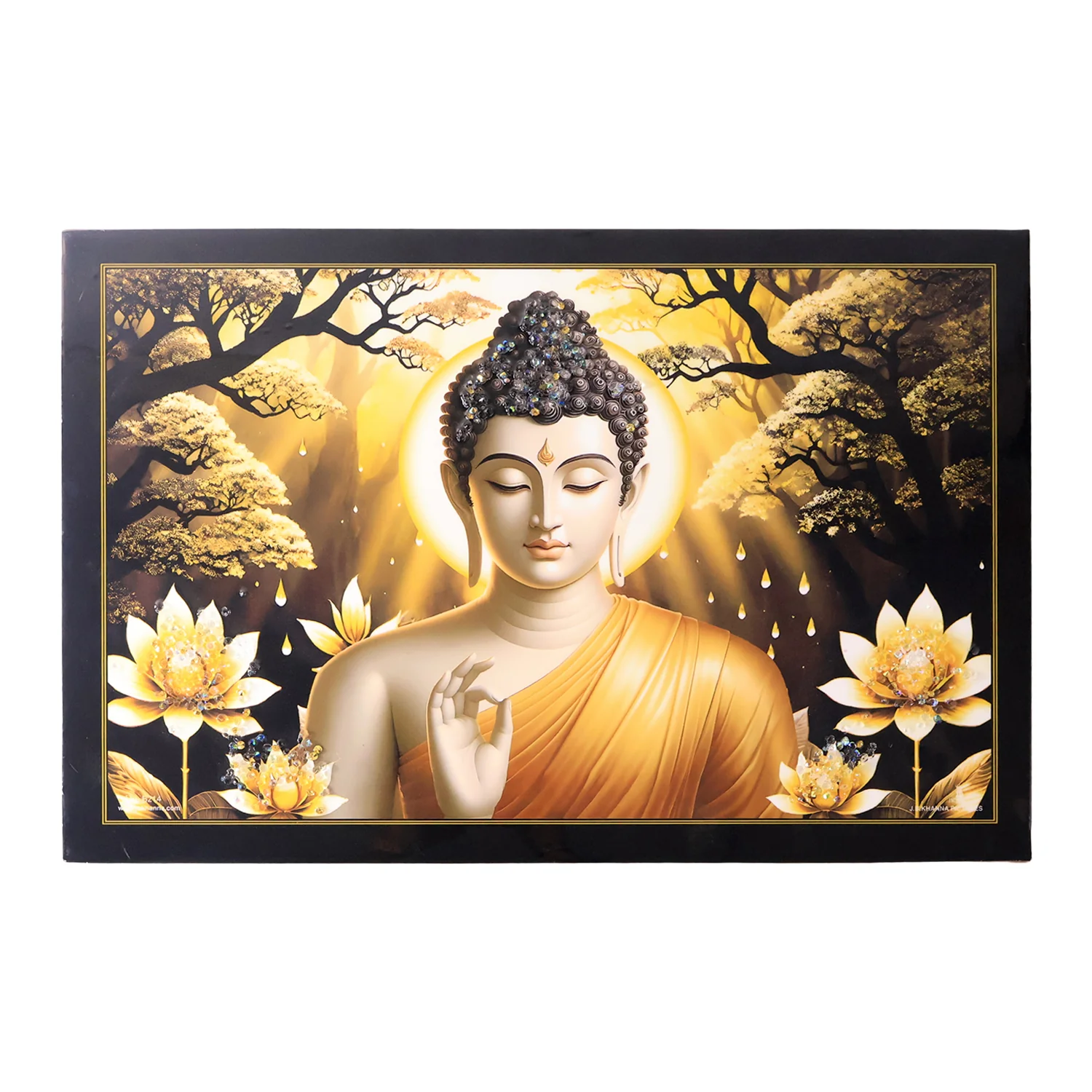 Decorative Lord Buddha Wall Painting Wooden Frame Mix Design, 45x30 Cm Approx (1 Pc) - Image 5