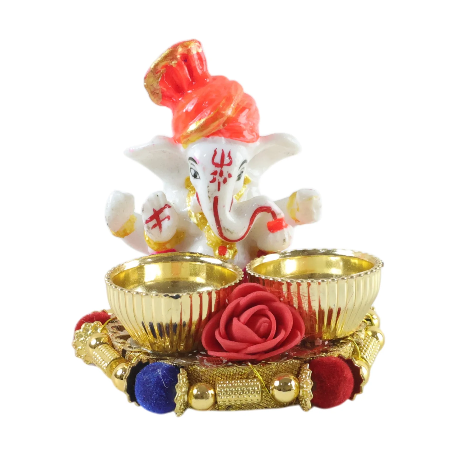 Decorative Lord Ganesha Pooja Thali Set (1 Pc) - Image 4