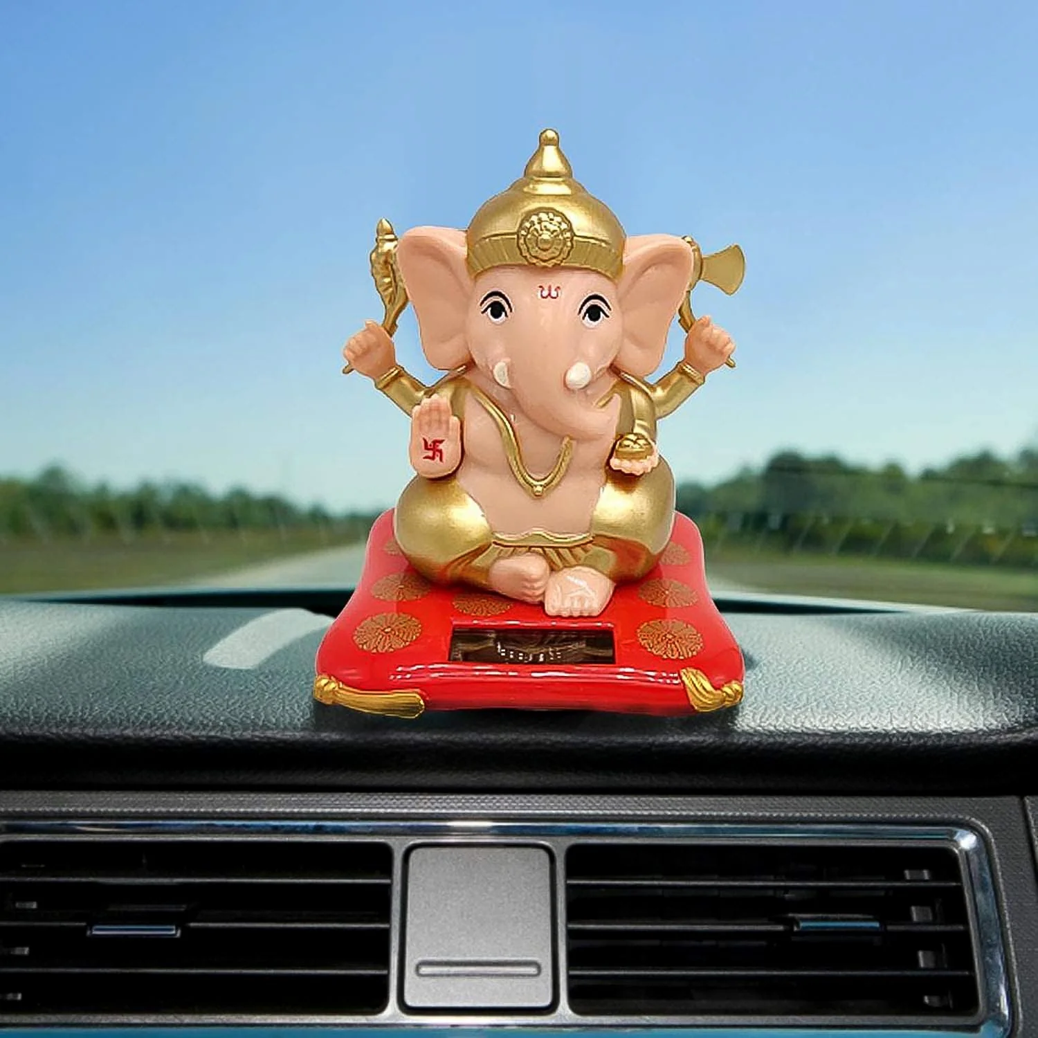 Decorative Medium Lord Ganesh Idol Decorative Statue with Solar-Powered Base (1 Pc) - Image 5