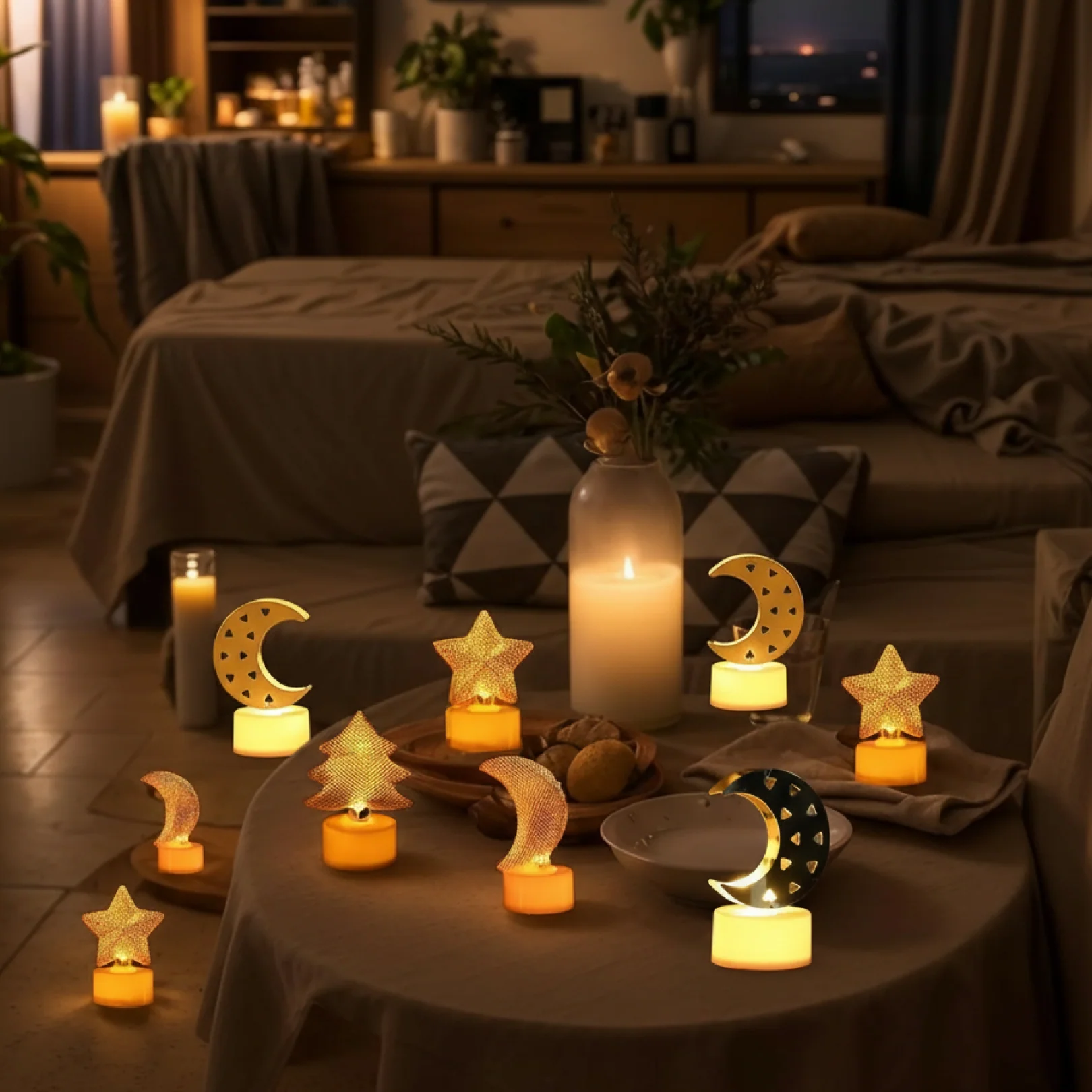 Decorative Moon Shaped Flameless LED Candles (12 Pc) - Image 3