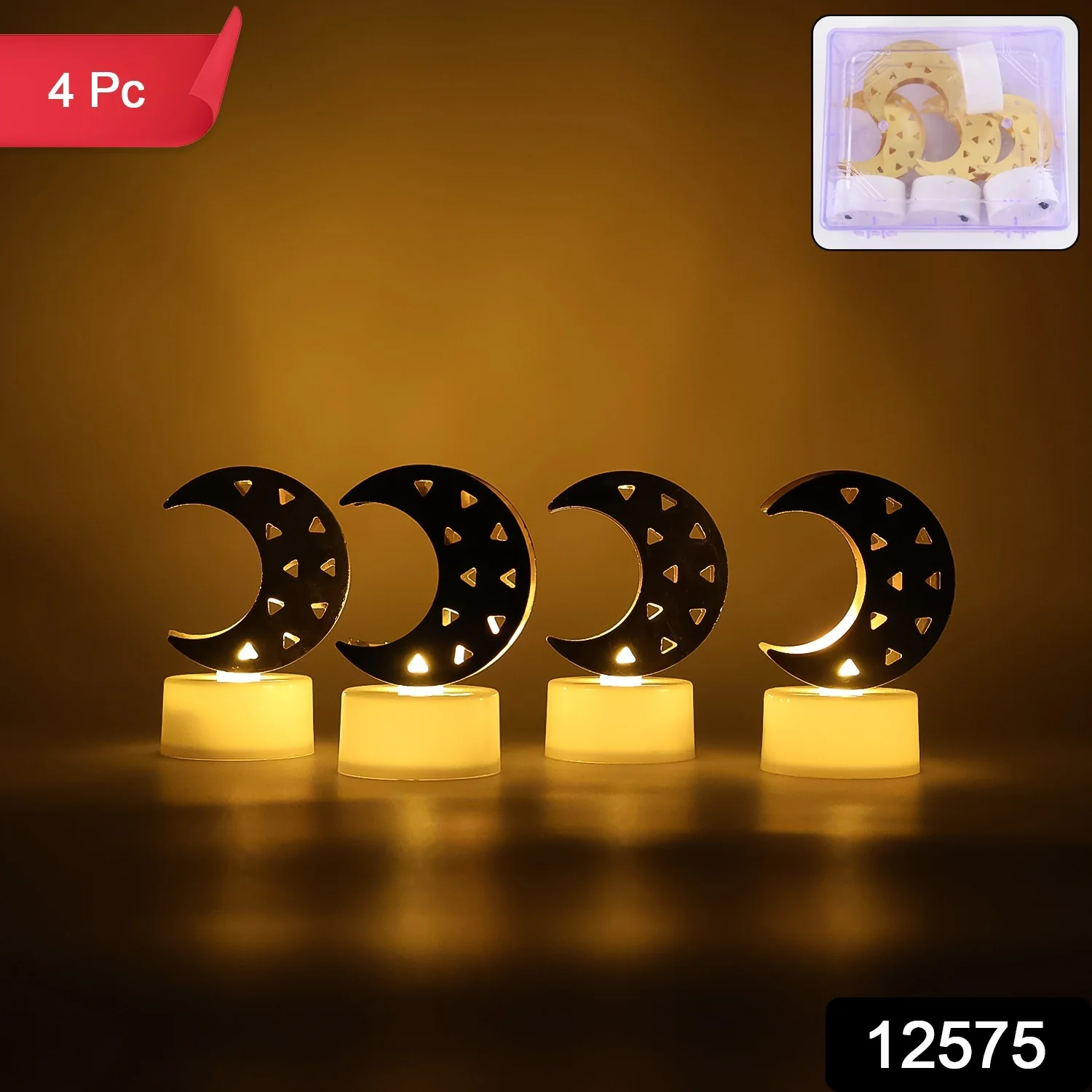 Decorative Moon Shaped Flameless LED Candles (4 Pc) - Image 7