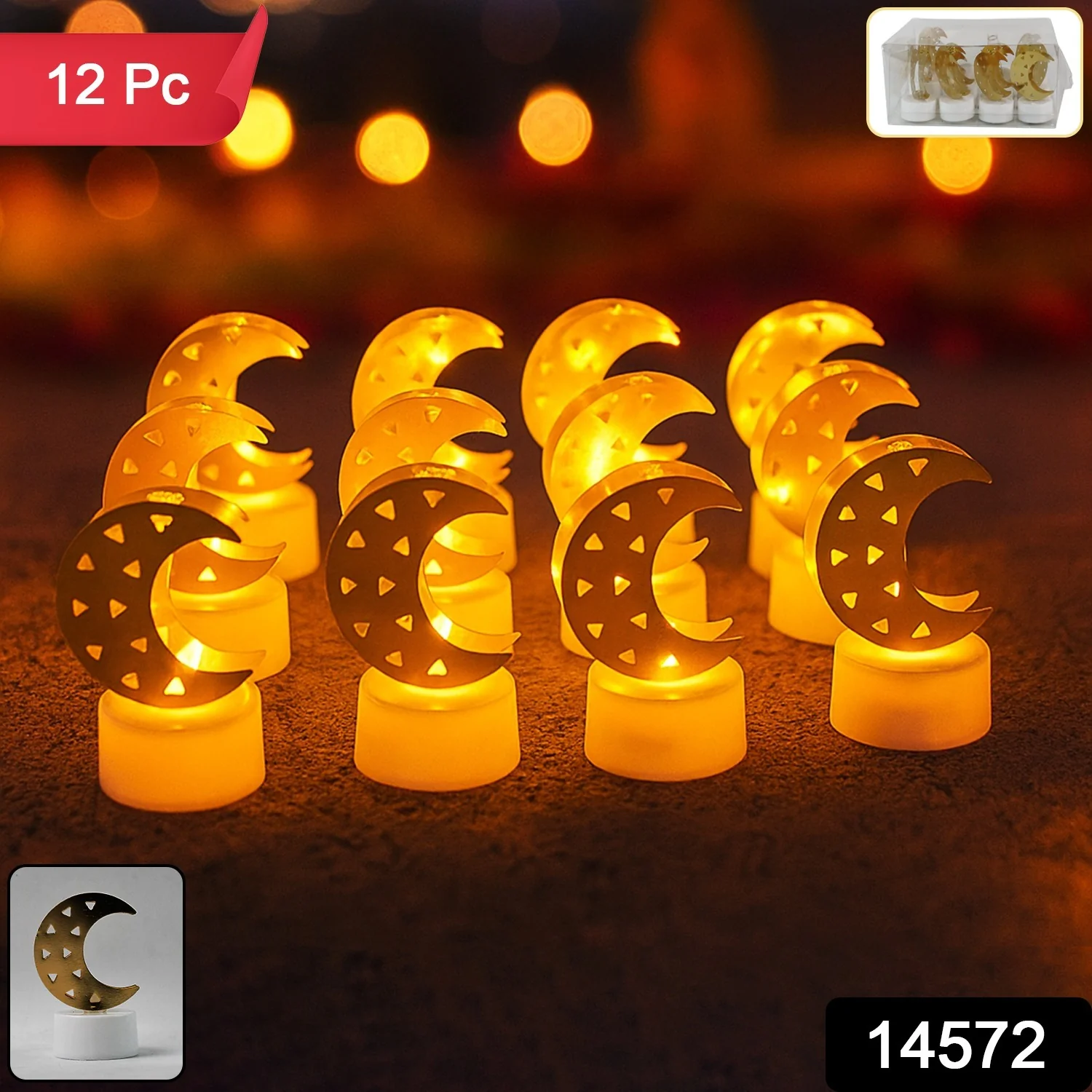 Decorative Moon Shaped Flameless LED Candles (12 Pc) - Image 7
