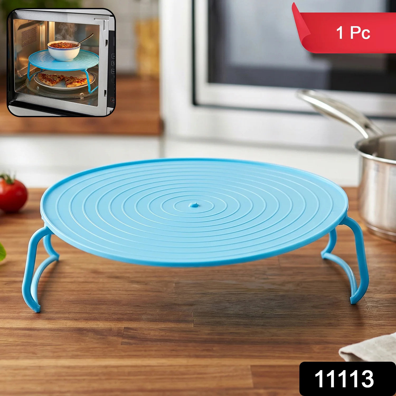 Decorative Non-Slip Plastic Serving Tray with Stand (1 Pc) - Image 2