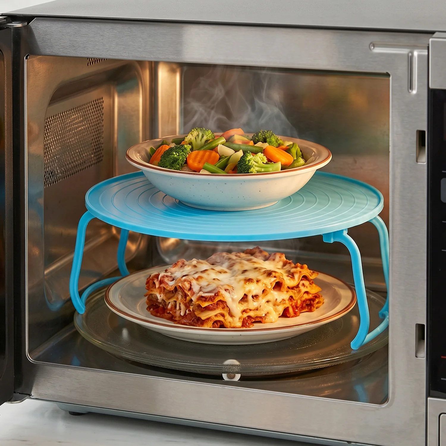 Decorative Non-Slip Plastic Serving Tray with Stand (1 Pc) - Image 5