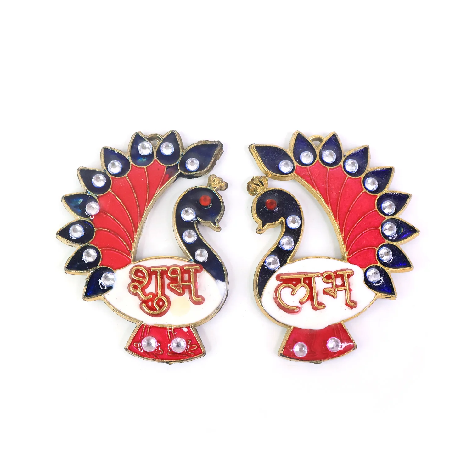 Decorative Peacock Design Shubh Labh Wall Hanging (2 Pc) - Image 5