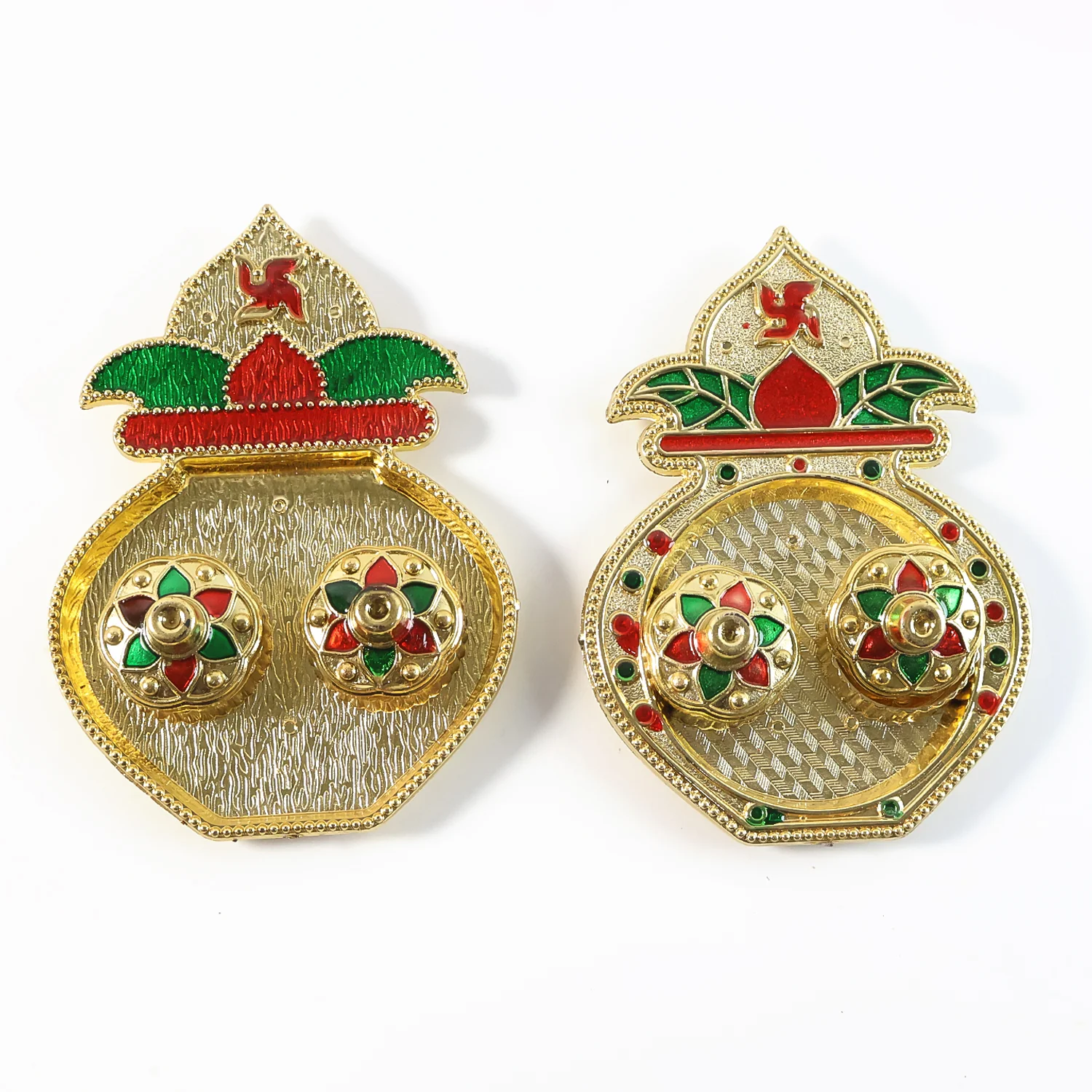 Decorative Plastic Kalash-Shape Double Kumkum Box (Mix Design, 1 Pc) - Image 5