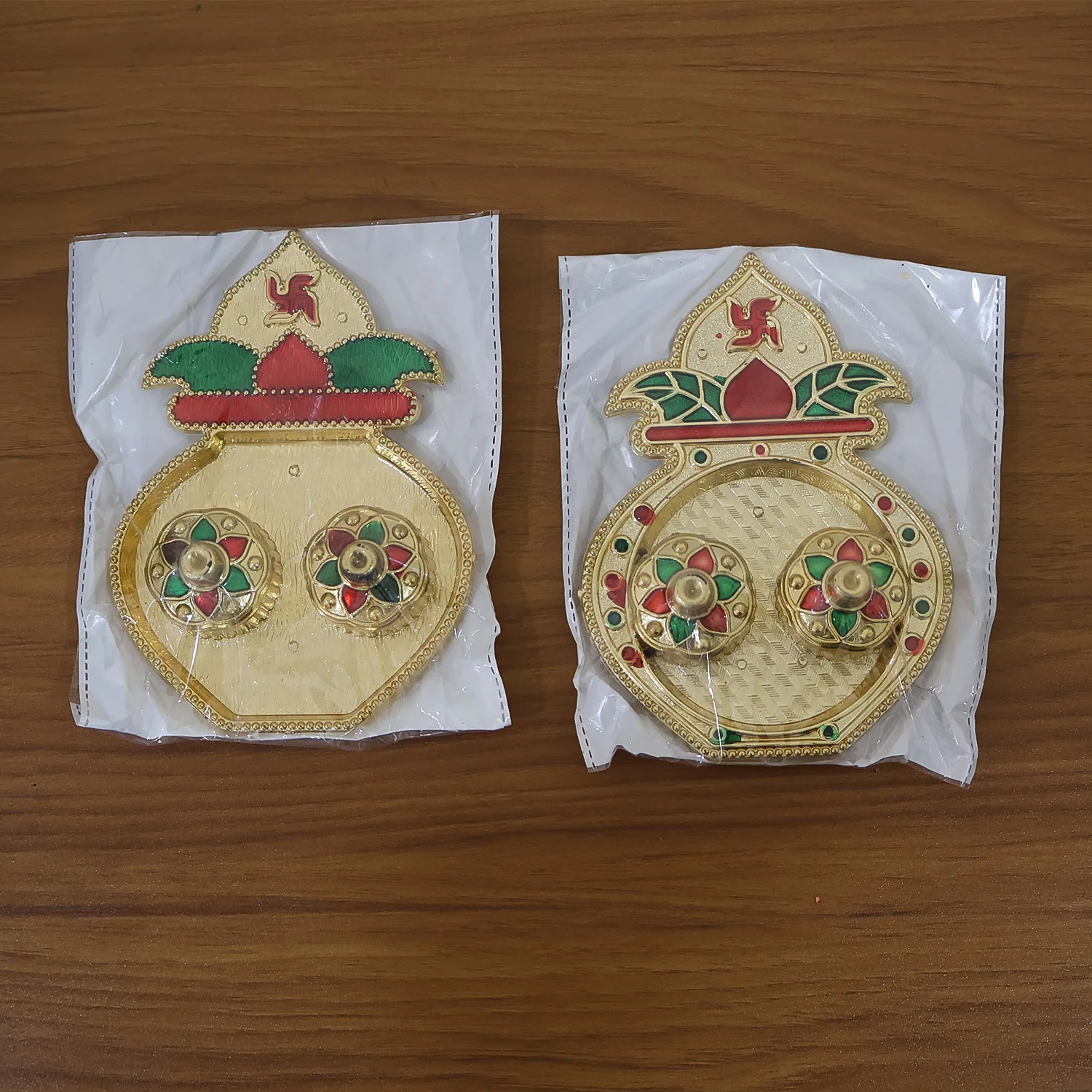 Decorative Plastic Kalash-Shape Double Kumkum Box (Mix Design, 1 Pc) - Image 7