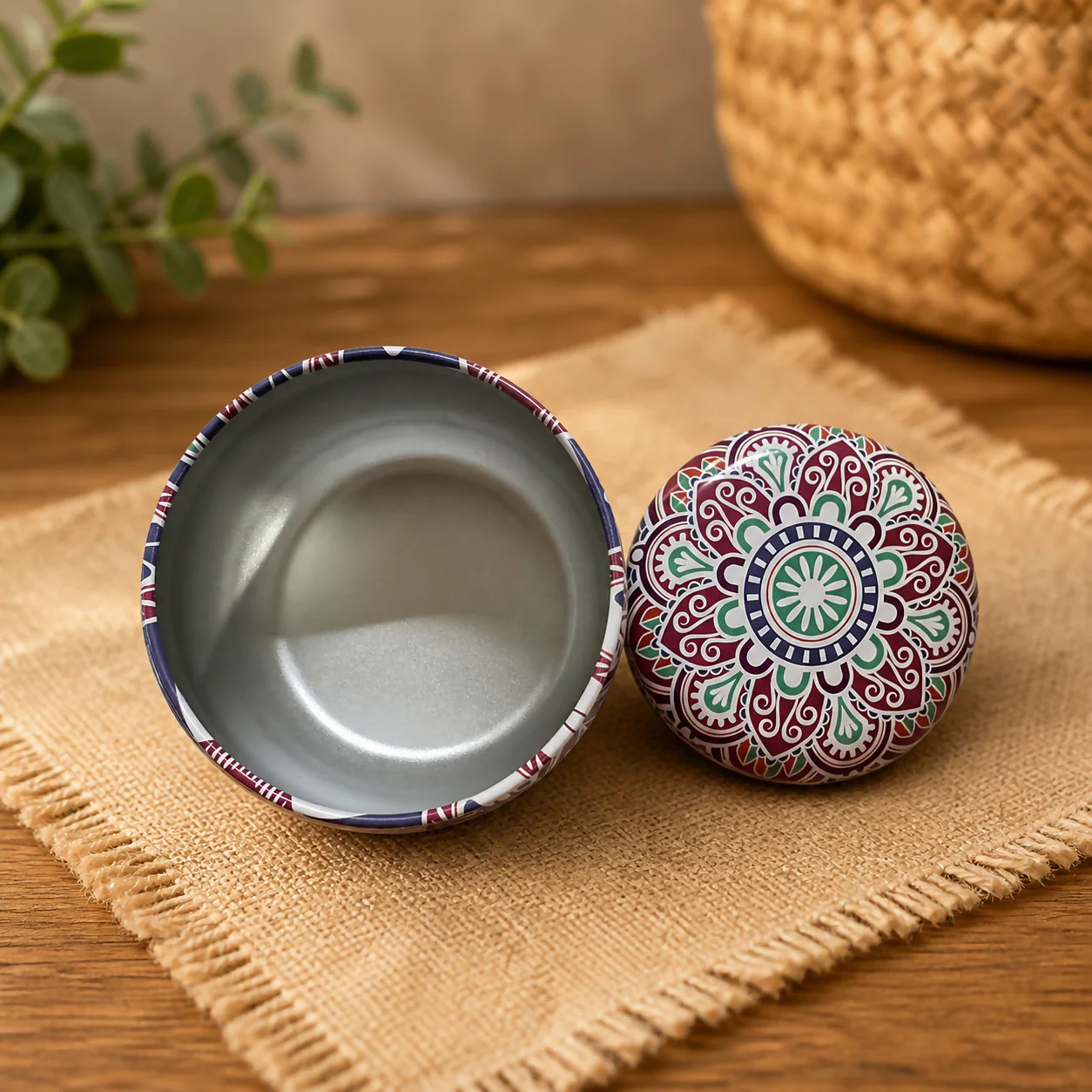 Decorative Printed Metal Storage Tin with Lid Multipurpose Container (1 PC) - Image 2