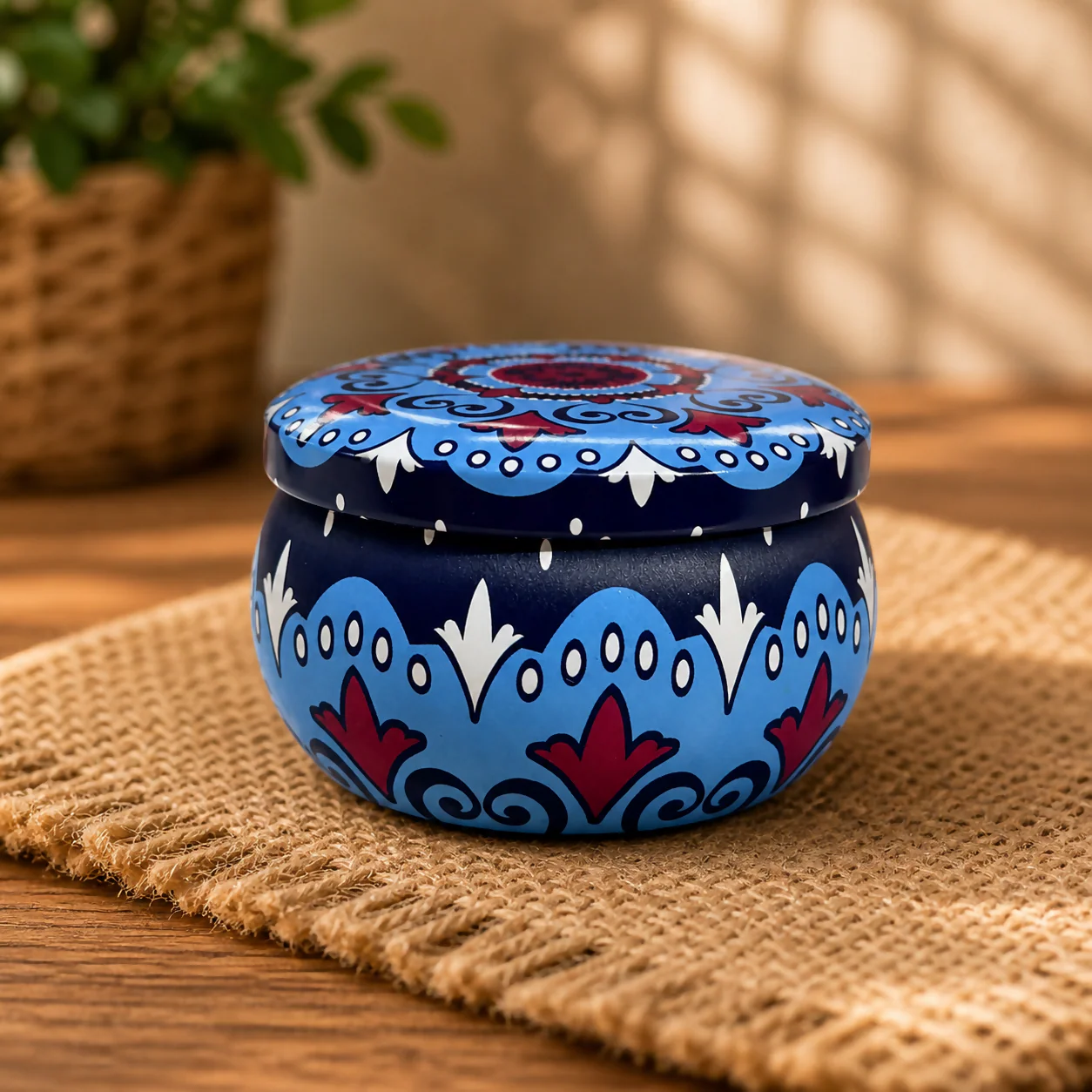 Decorative Printed Metal Storage Tin with Lid Multipurpose Container (1 PC) - Image 4