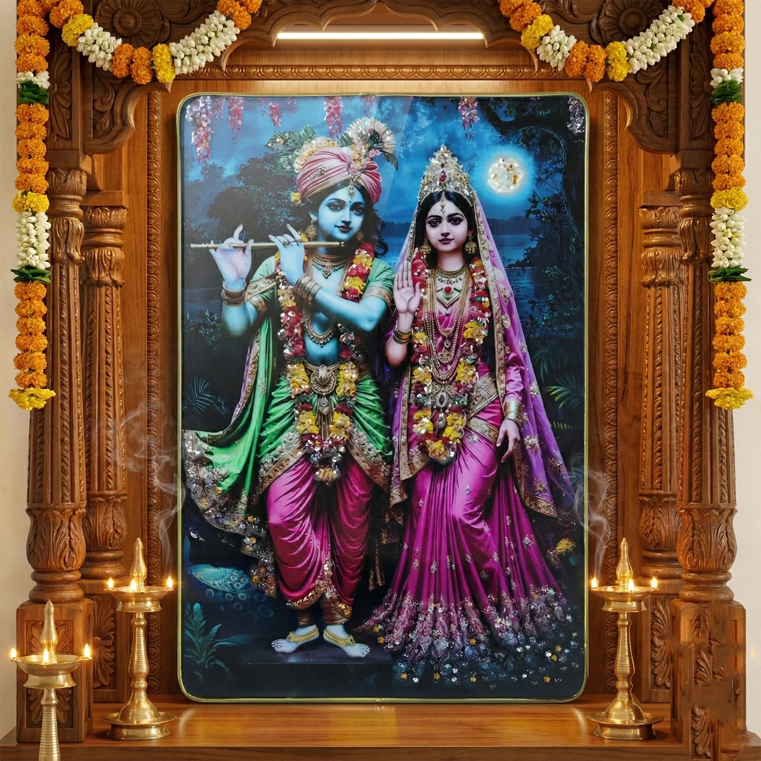 Decorative Radha Krishna Wall Frame 1 Pc (45x30 Cm) - Image 5