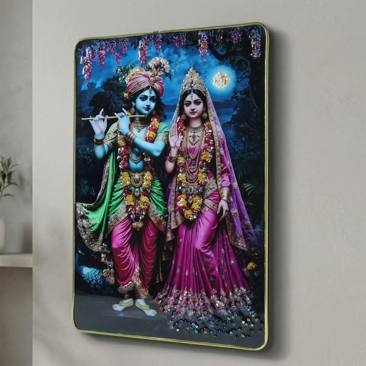 Decorative Radha Krishna Wall Frame 1 Pc (45x30 Cm) - Image 7