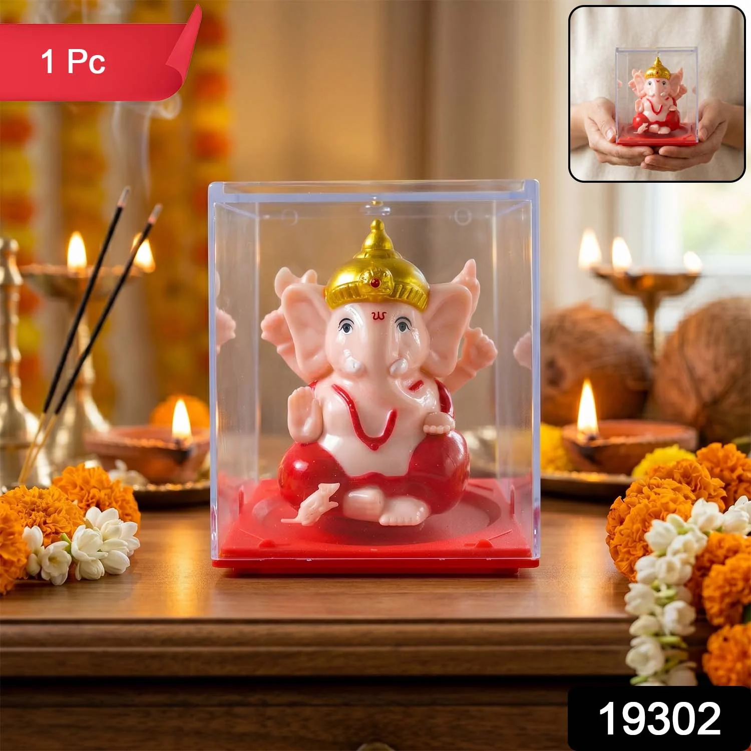 Small Hand-Moving Ganesha Idol with Rotating Hands (1 Pc) - Image 2
