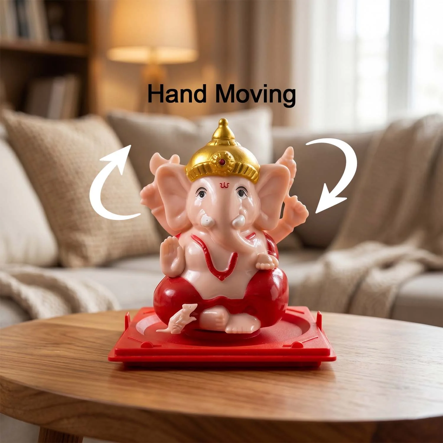 Small Hand-Moving Ganesha Idol with Rotating Hands (1 Pc) - Image 5