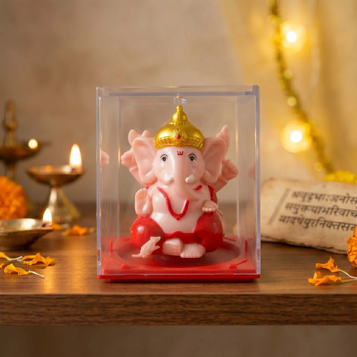 Small Hand-Moving Ganesha Idol with Rotating Hands (1 Pc) - Image 7