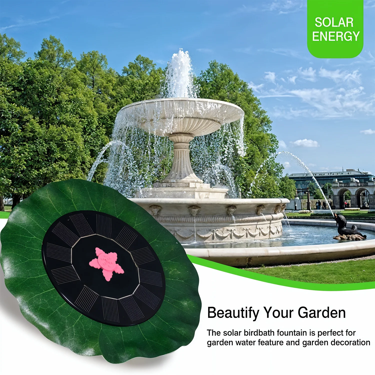 Decorative Solar-Powered Floating Water Fountain Pump - Image 3