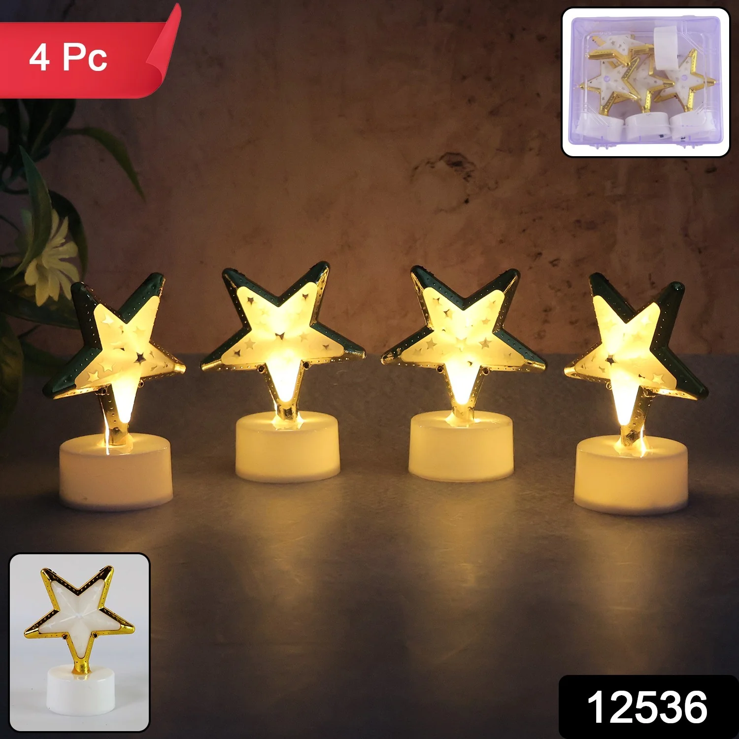 Decorative Star Shaped Flameless LED Candles (4 Pc) - Image 2