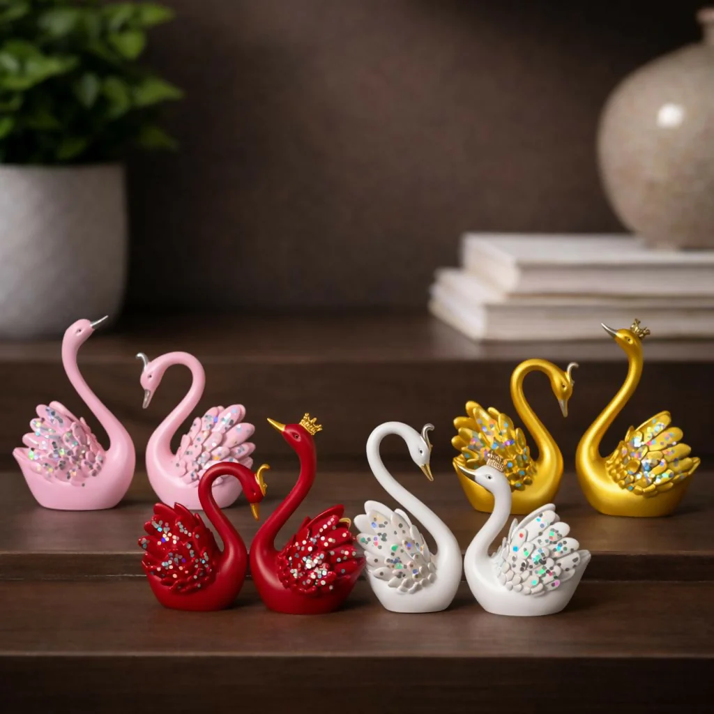 Decorative Swan Couple Showpiece Set for Home, Table & Gift Decor - Image 4