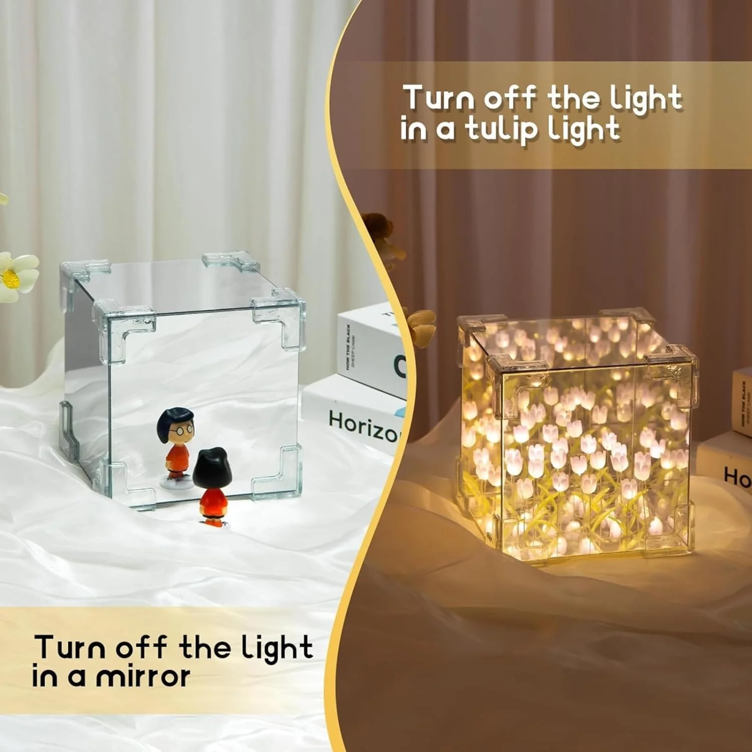 Decorative Tulip Flower LED Cube Night Lamp Set (1 Set / Mix Color) - Image 8