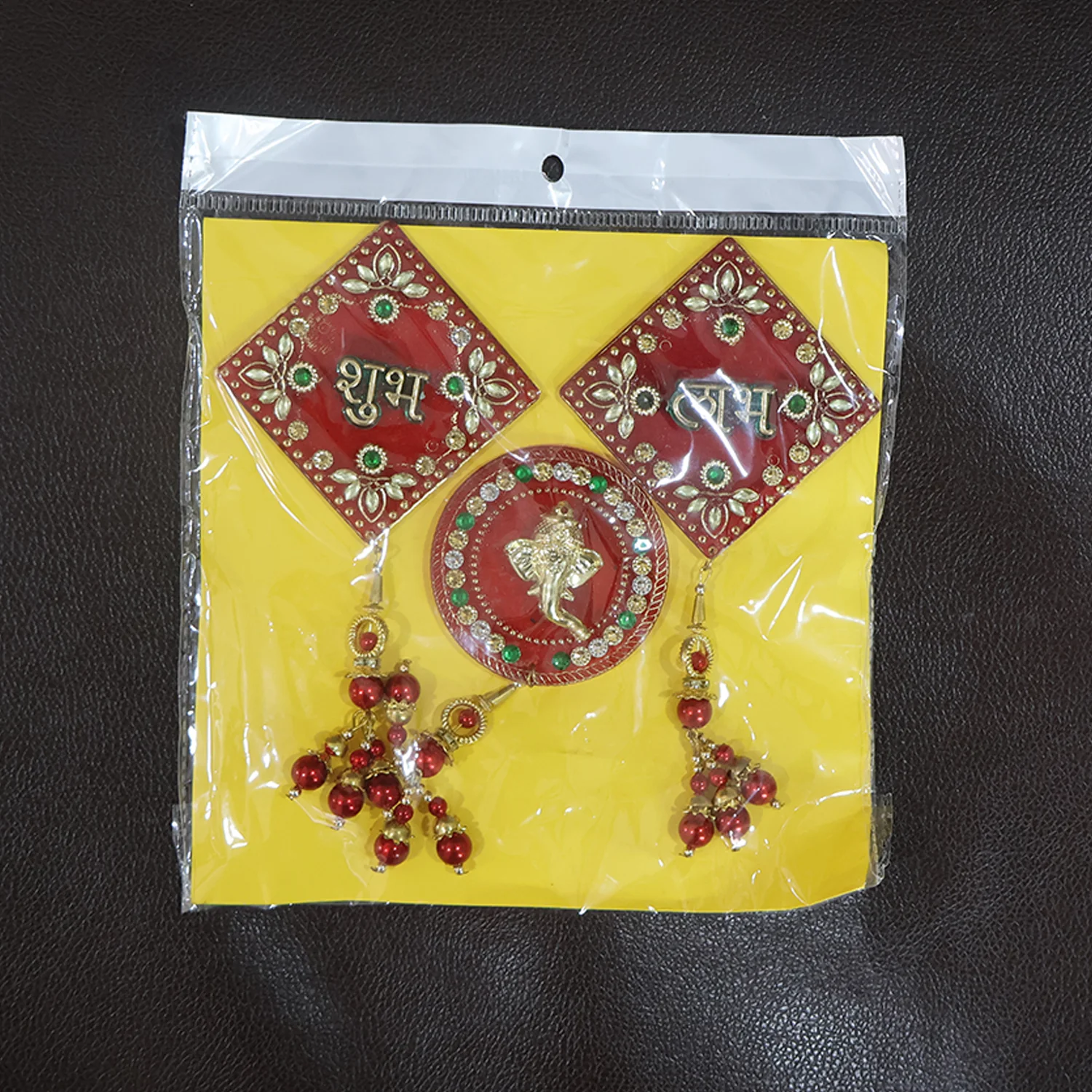 Decorative Wall Hanging Set with Shubh Labh and Ganesh Design (3 Pc) - Image 7