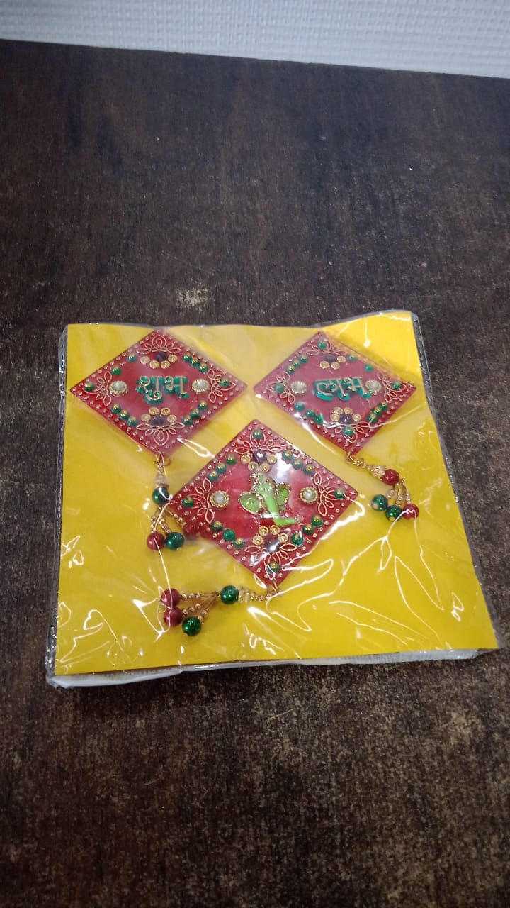 Decorative Wall Hanging Set with Shubh Labh and Ganesh Design (3 Pc) - Image 8