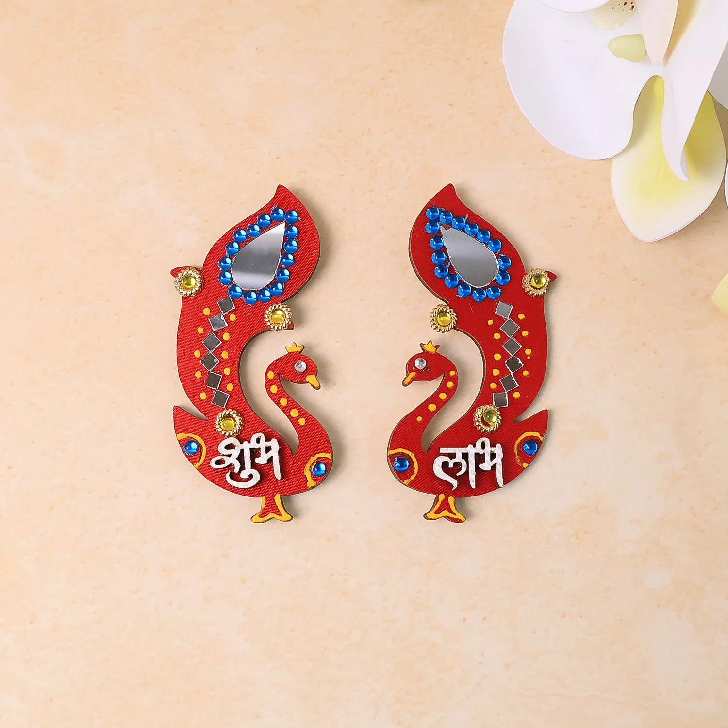 Decorative Wooden Shubh Labh Wall Hanging (2 Pc) - Image 3