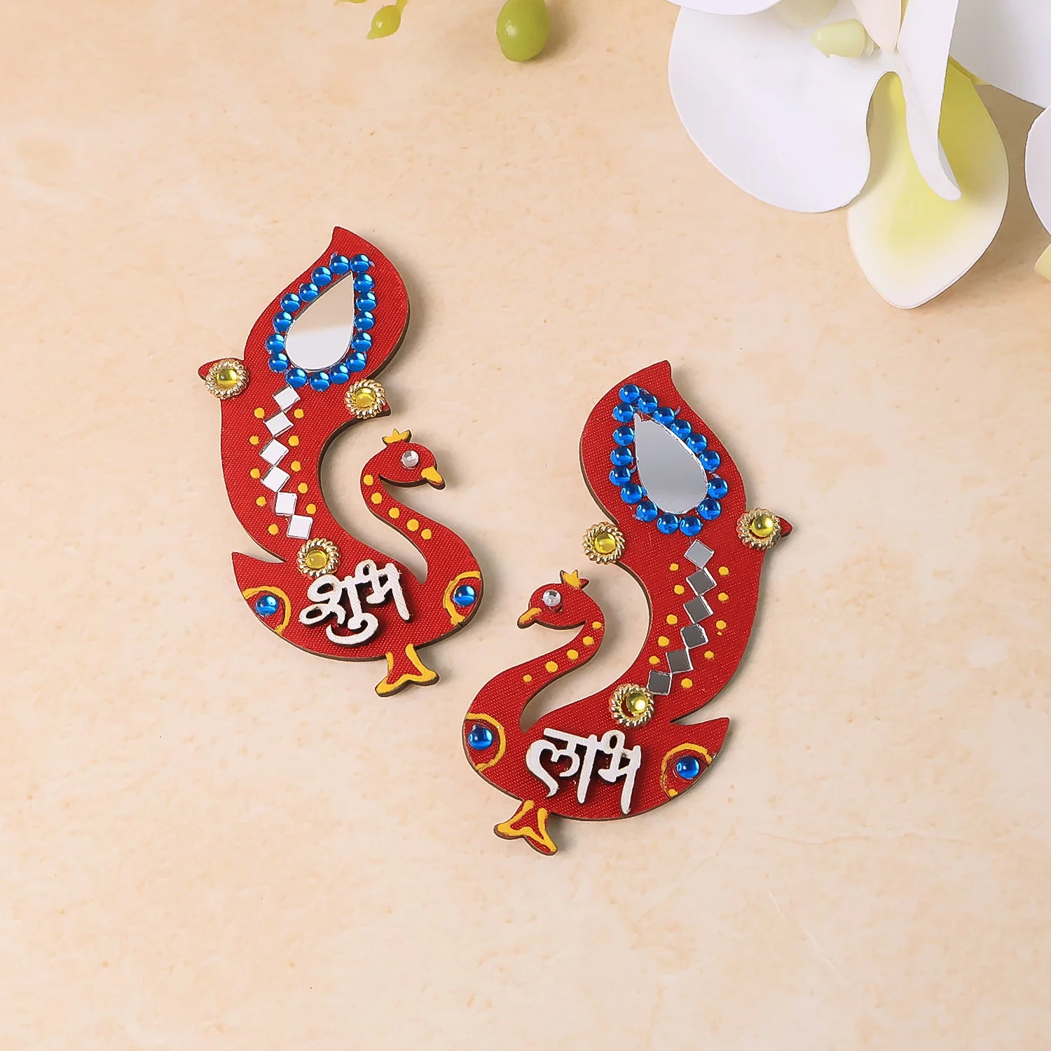 Decorative Wooden Shubh Labh Wall Hanging (2 Pc) - Image 4